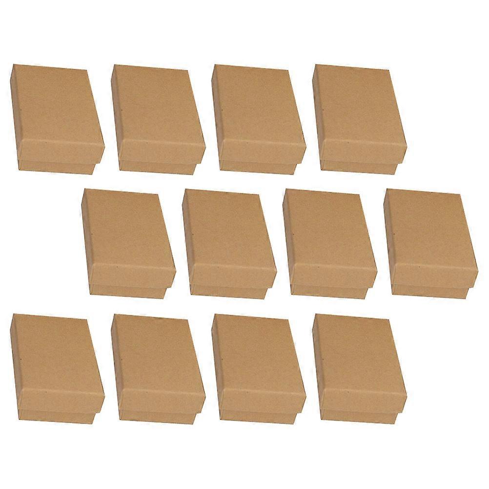 24pcs Retro Kraft Paper Jewelry Boxes for Packaging Light Brown Small Size