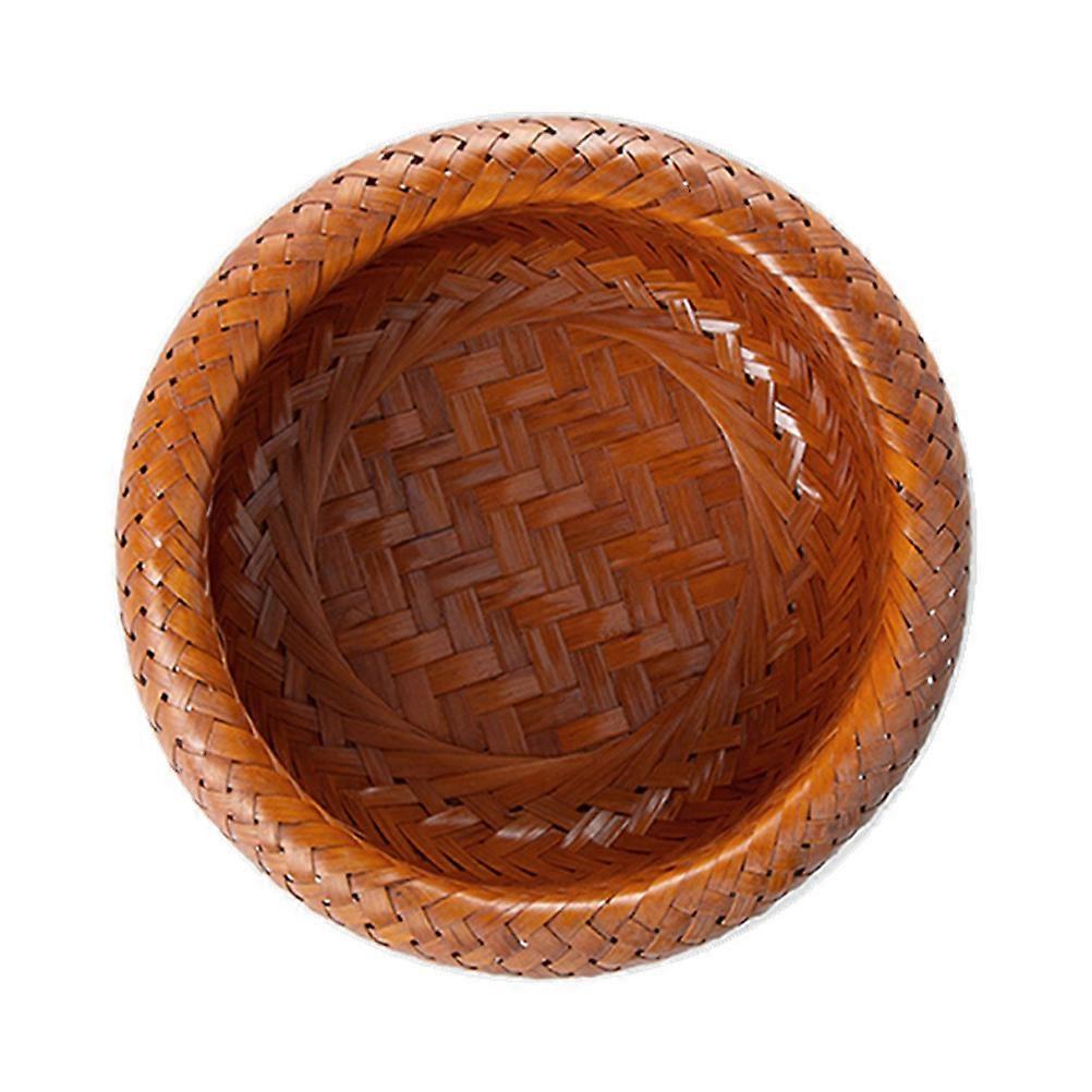 1pc Retro Bamboo Woven Storage Basket Double Layer Bamboo Basket Storage Holder