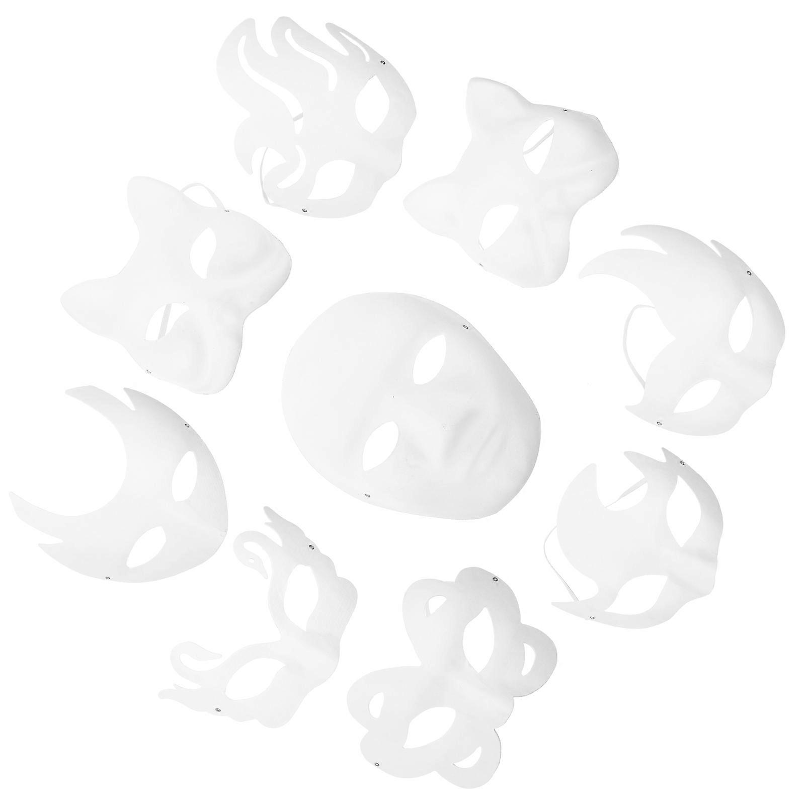 Pulp Mask Material Paper Pulp Masks 9Pcs Blank Hand-Painted Masks For Art Class Various ...