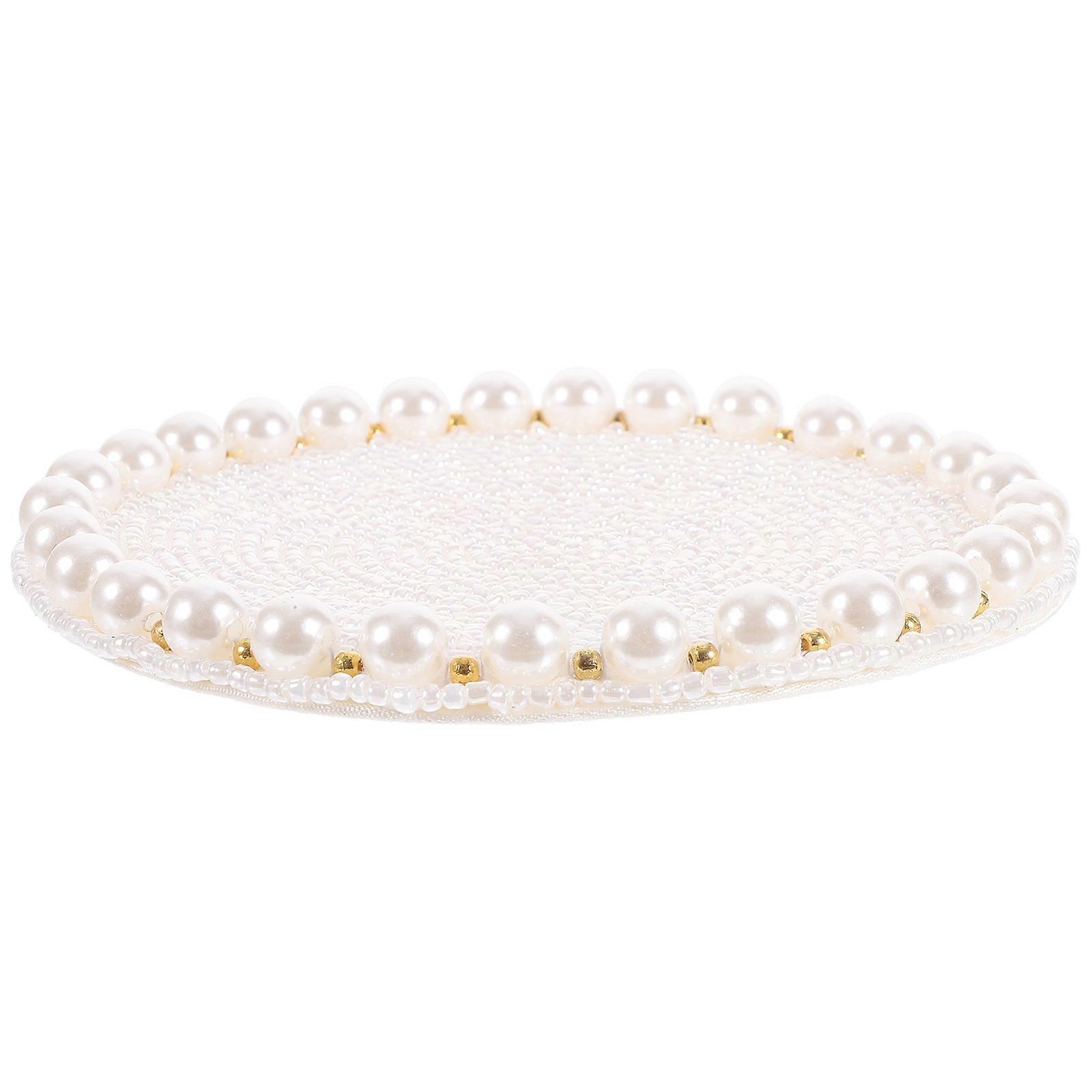 Elegant Beaded Pearl Placemat with Multi Function Cup Coaster and Drink Cup Pad for Tabletop