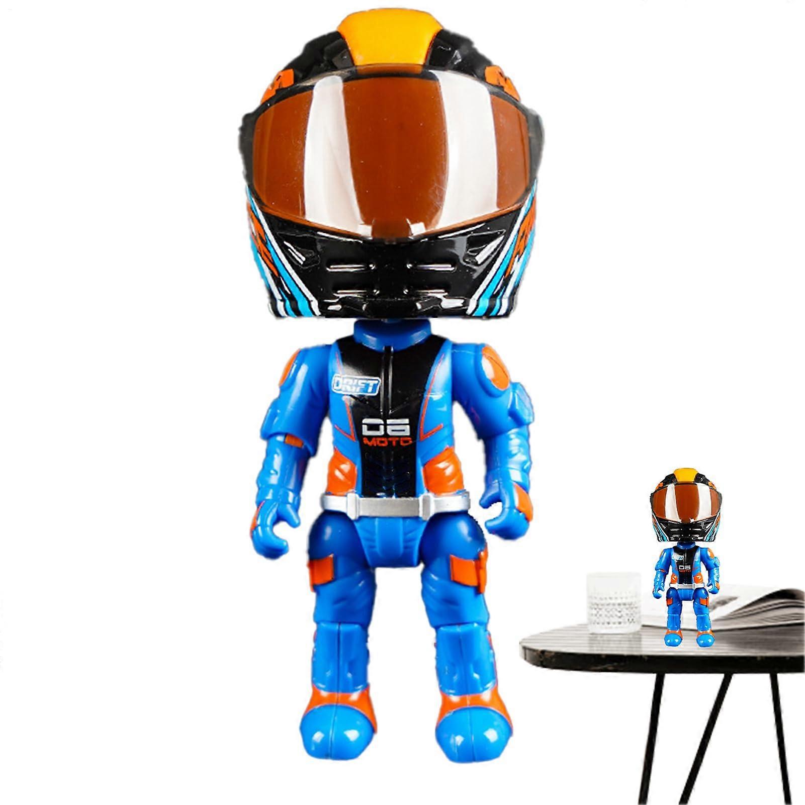 Motorradaktion Rider Toy - Q Version Transformable Action Figure, Zink-Legierung, Blue, Movable Joints, Motorcycle Model