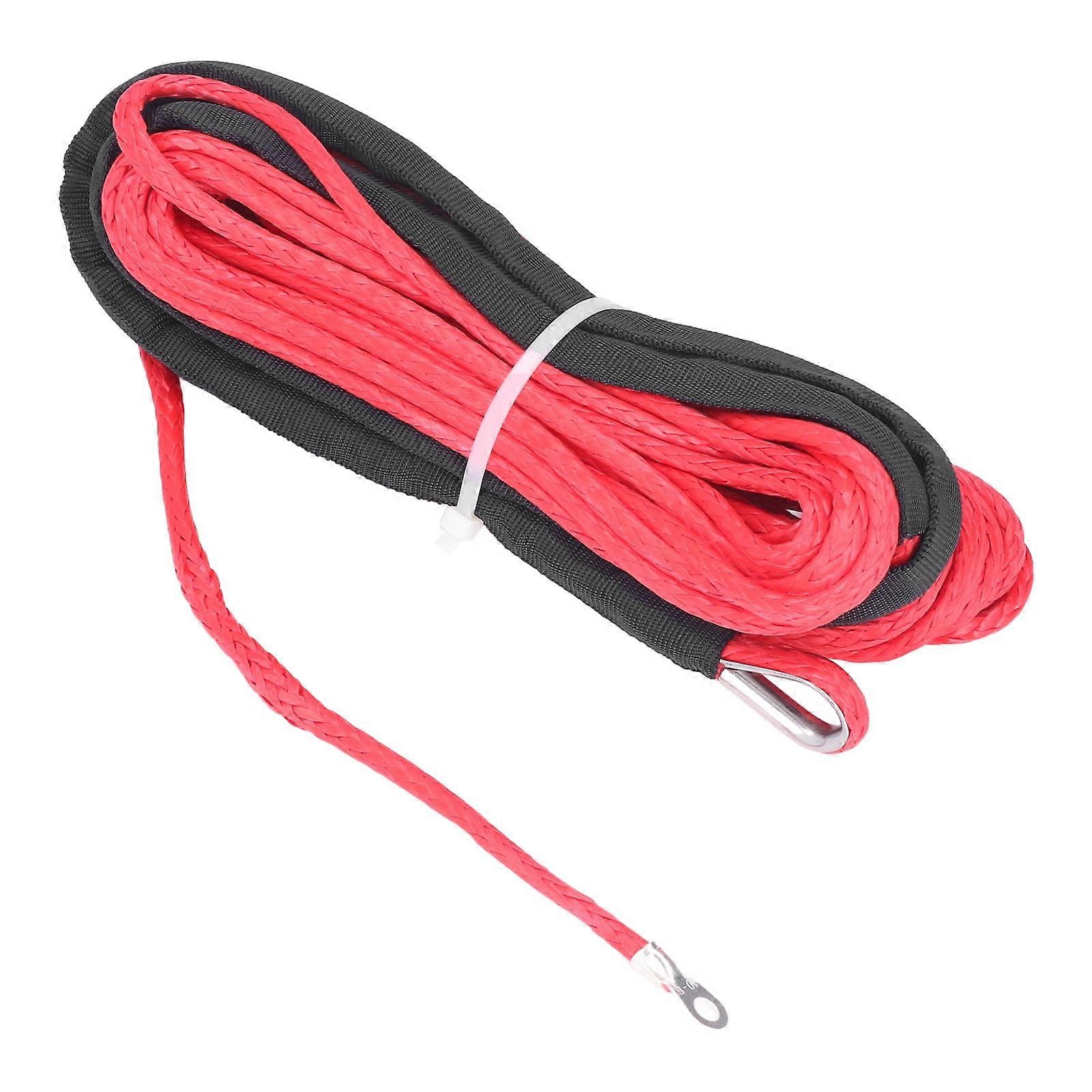 6 mm x 15 m Synthetic Winch Rope Red Replacement for Smittybilt Compatible with Trucks ATVs Heavy-Duty Durable Rope