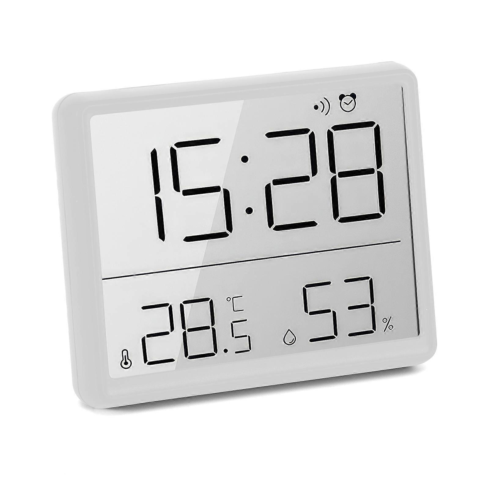 Multi-function Electronic Thermometer Hygrometer Clock White