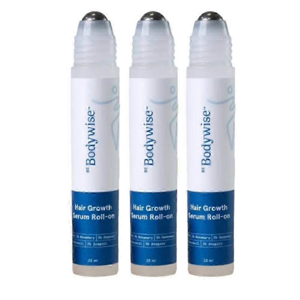 3x Be Bodywise Hair Growth Serum Roll On com 3% de Alecrim, 3% de Redensyl & 25ml de Volume - para Crescimento Aprimorado do Cabelo