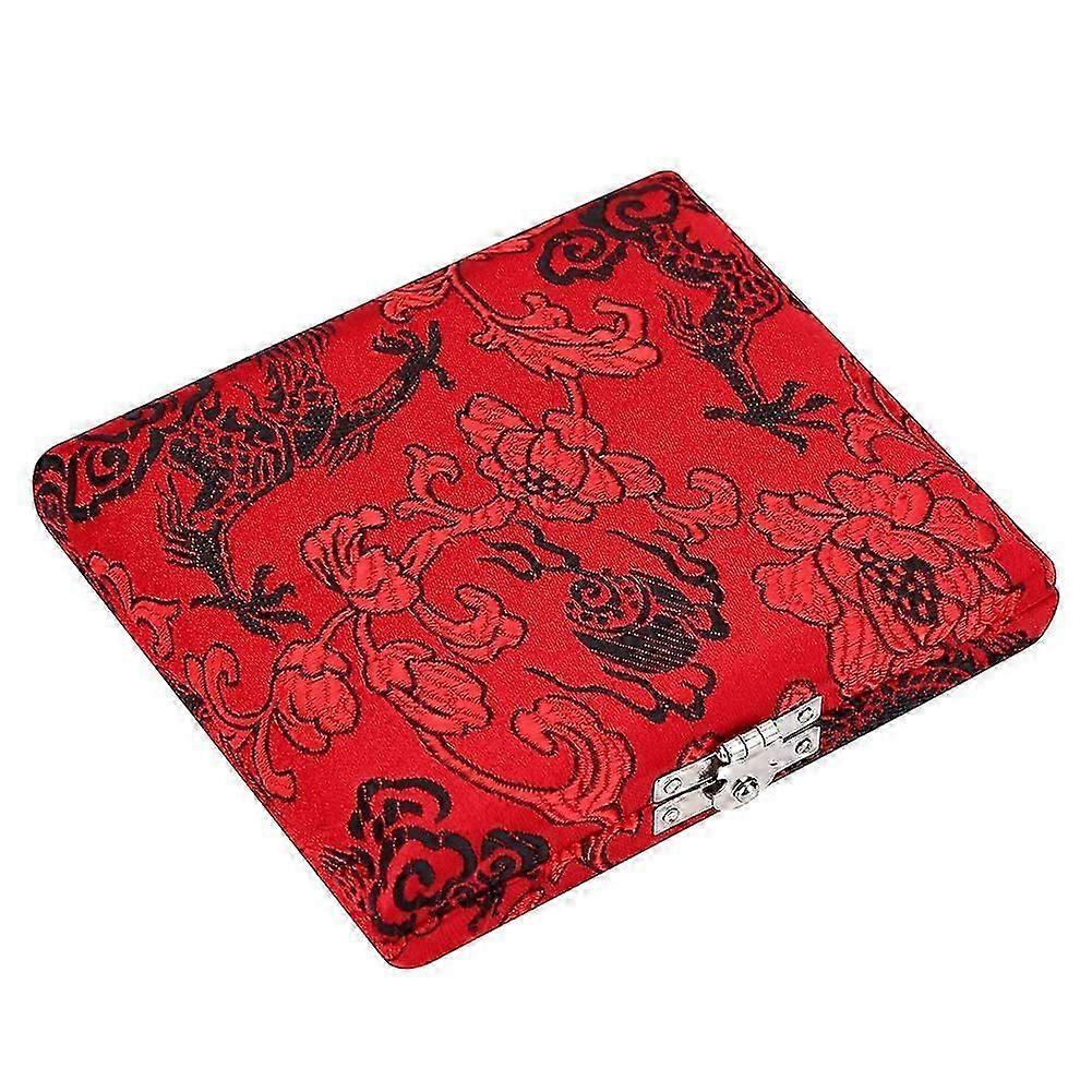 Oboe Reed Case, Protect Against Moisture Wooden Silk Cloth Cover Reed Case Holder Storage Box, for 6Pcs Oboe Reeds(Red)