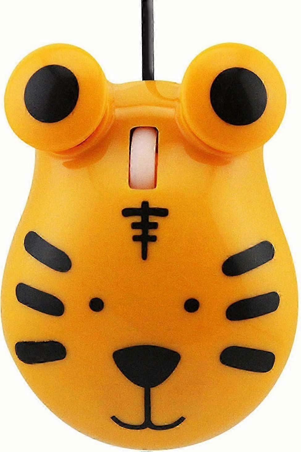 Super Cute Tiger Shape Wired Mouse Cartoon Mini Mouse Novelty Portable Computer Mouse Unique Small Desktop Mouse Laptop Pc Mouse For Kids (orange) - S