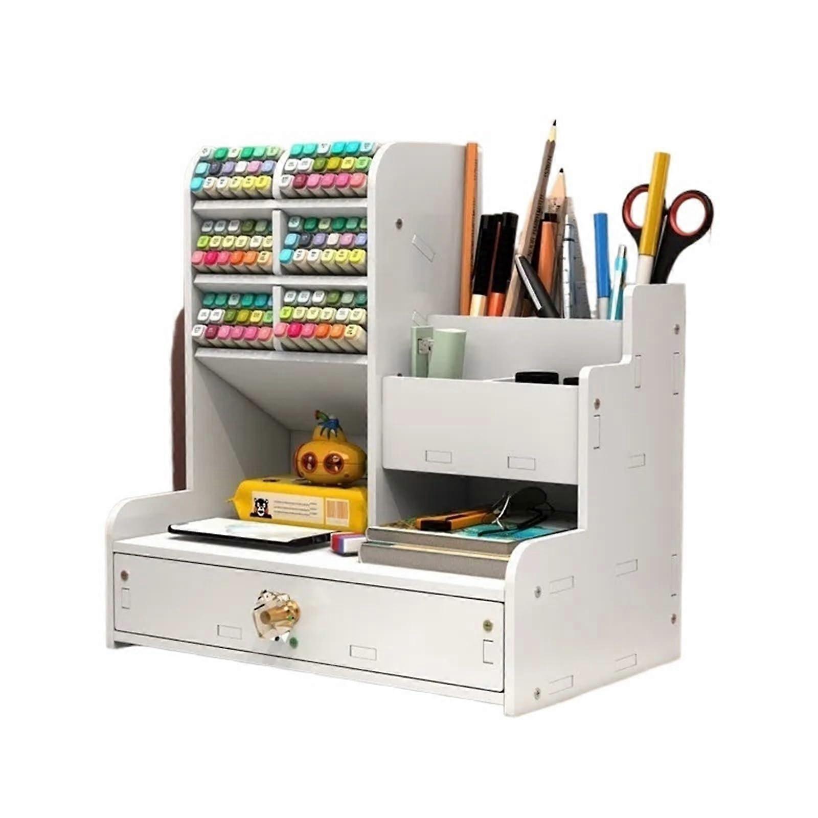 Storage Box for Marker Pens, Desktop Pen Holder, Slanted Insertion Shelf, Drawer Style, 1 Piece, Office Supplies