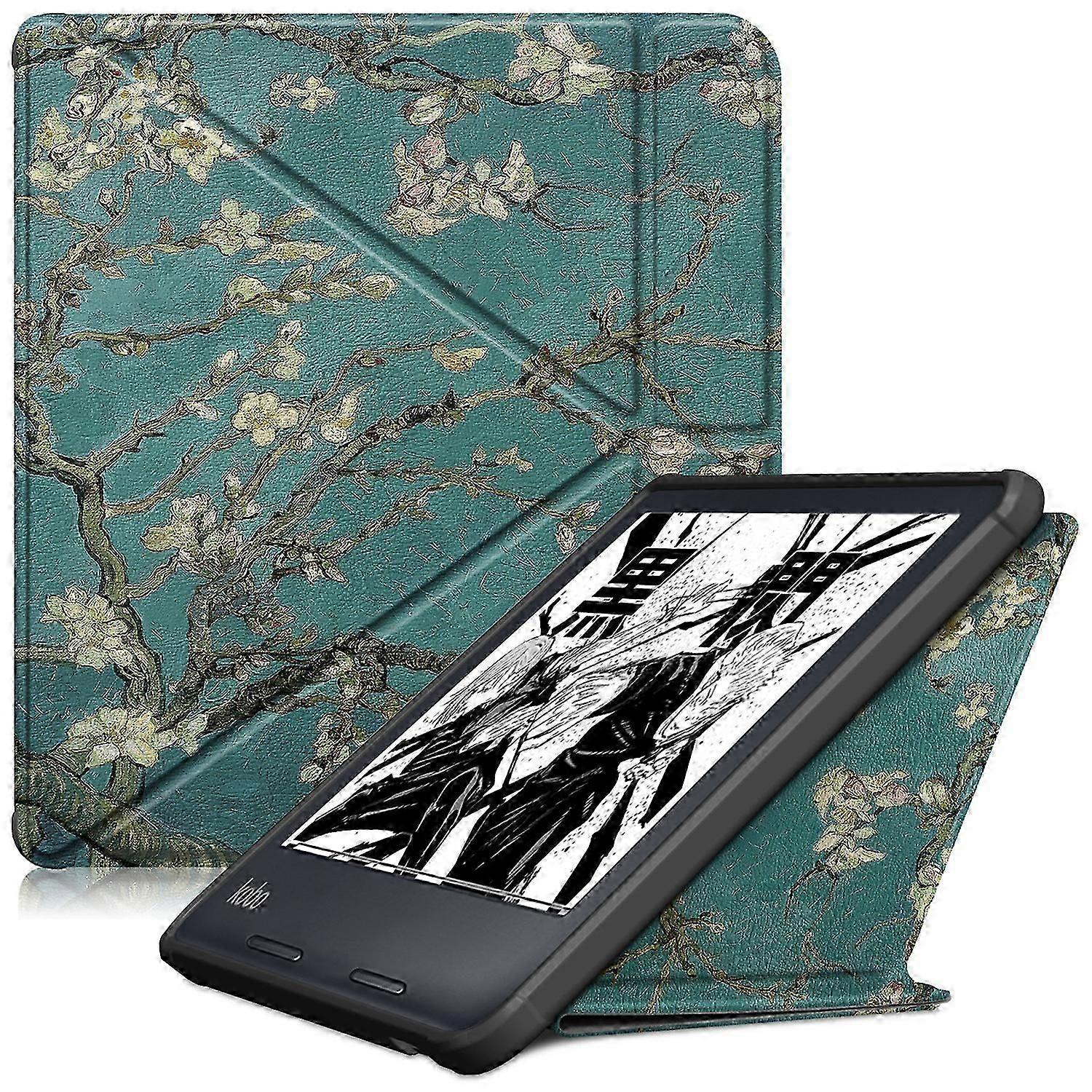 For Kobo Libra Colour/ Libra 2 Case Origami Stand Pu Leather Pattern E-reader Protective Cover