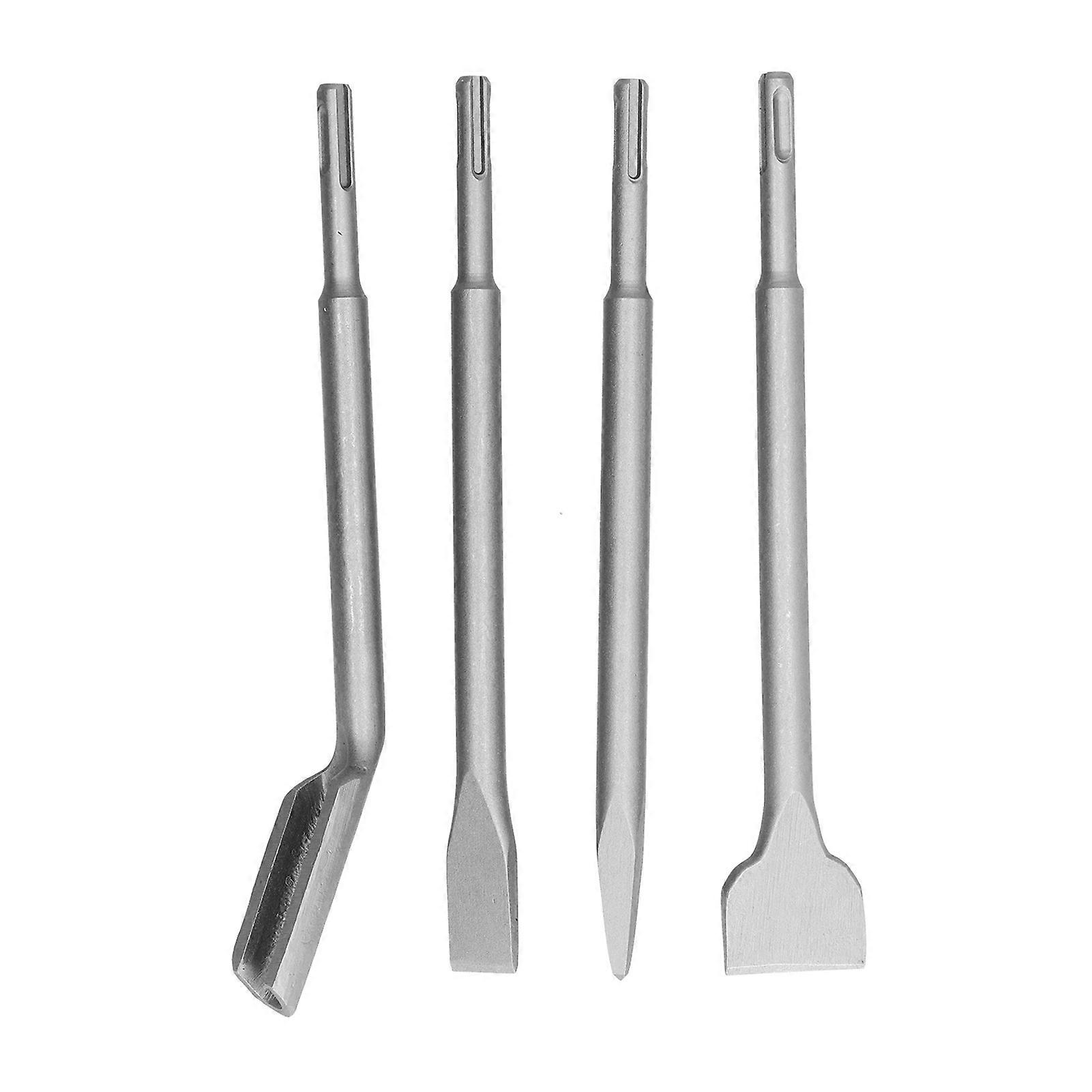 4PCS Chisel Hammer Drill Bits Concrete Hammer Bits Set Includuing Flat Chisel Point Chisel and Gouge Chisel