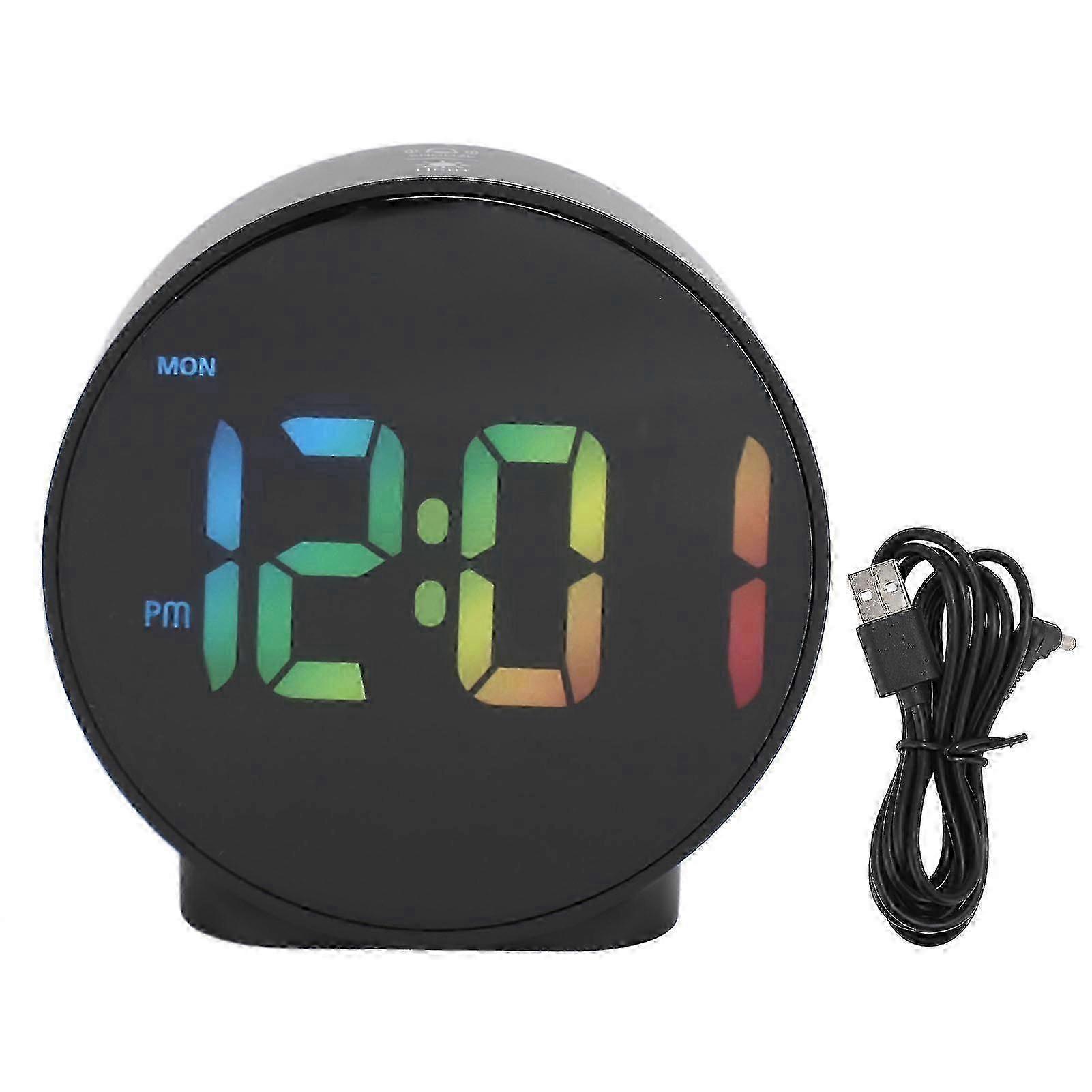 4 Inch LED Alarm Clock with 12/24H Time, 3-Level Brightness, Black Case