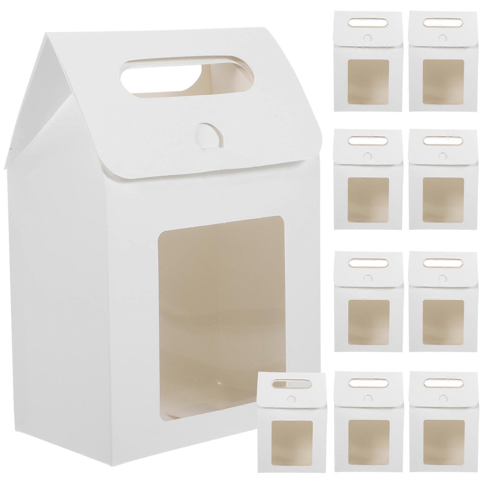 White Paper Gift Bags with Window for Bakery Treats and Cookies 10pcs Suitable for Storage Use