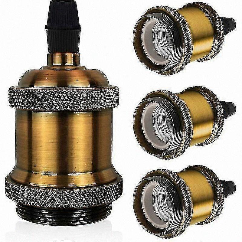 Vintage Brass E27 Lamp Socket Adapter with Edison Screw Base for 4 Pieces