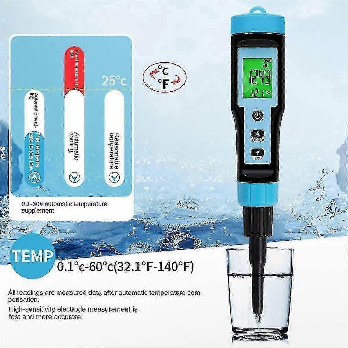 Food PH Meter 0.00-14.00PH High Accuracy Temp PH Tester Sensor Acidity Analyzer for Meat Canning Cheese Dough Water A