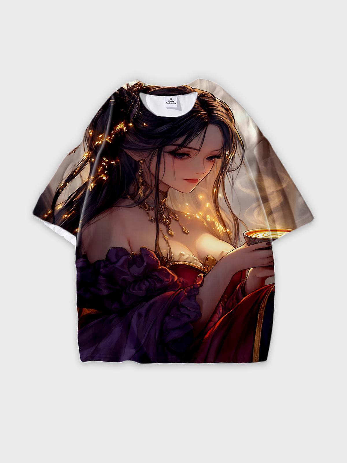 T-Shirt Short Sleeve Round Neck, Summer Casual Loose Graphic Tee, Unisex Pattern V2577