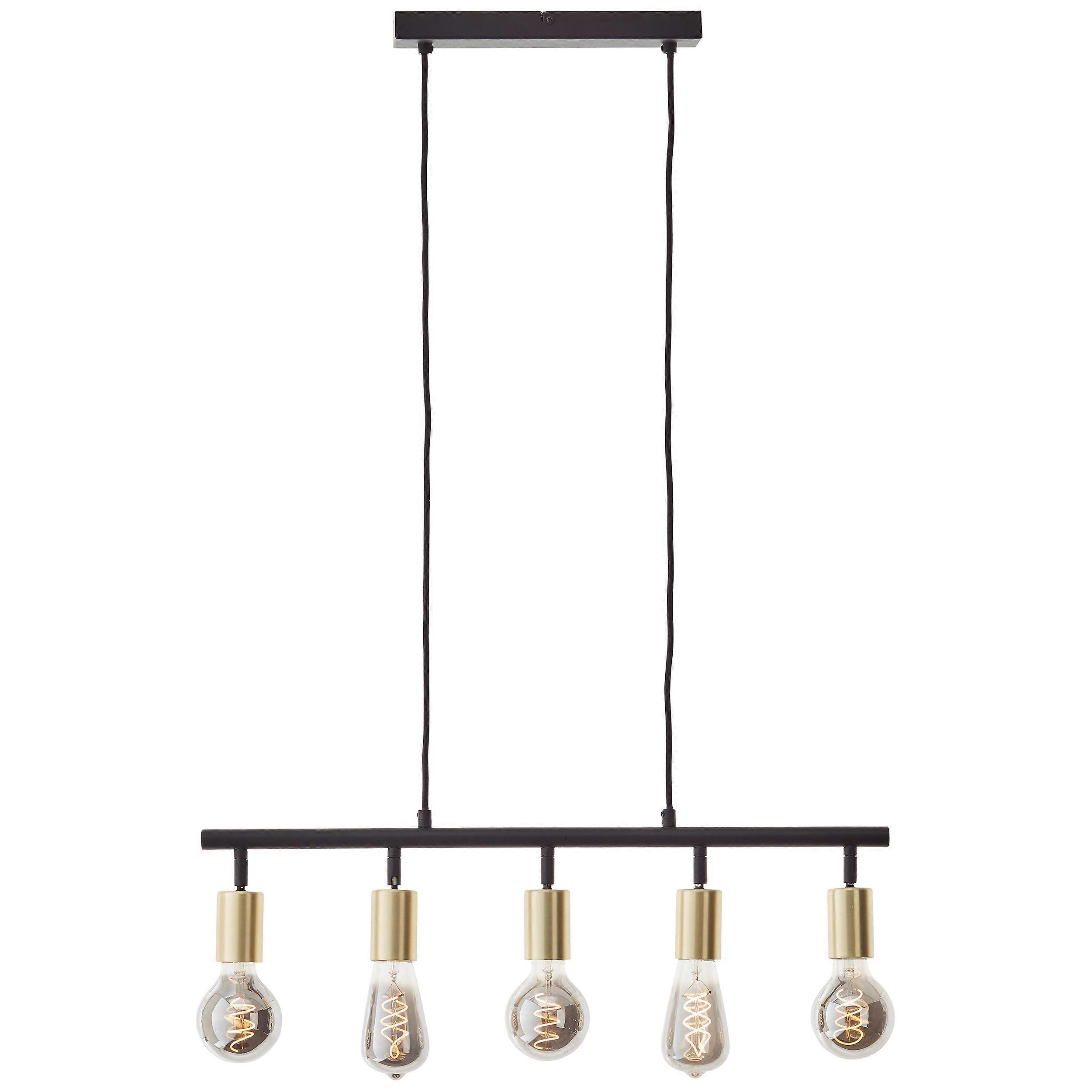 Tiffany Beam Pendulum 5flg sort mat / børstet messing