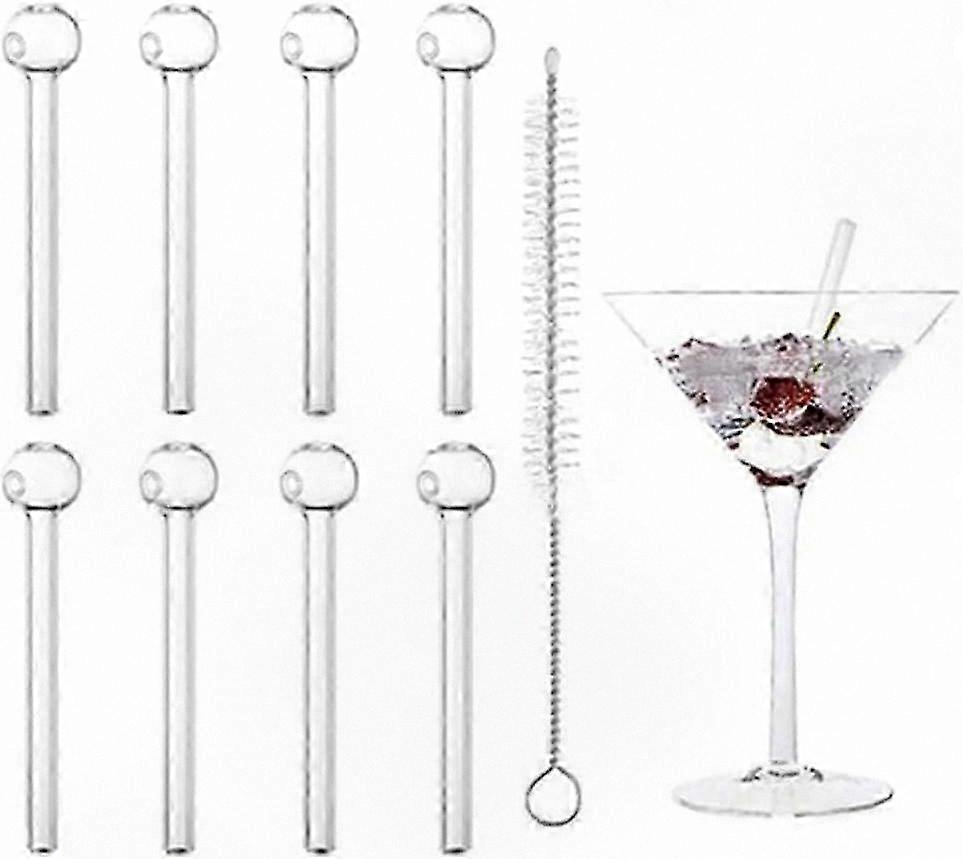 8-Pack Reusable Glass Straws with Cleaning Brush for Drinks Like Smoothies and Juice