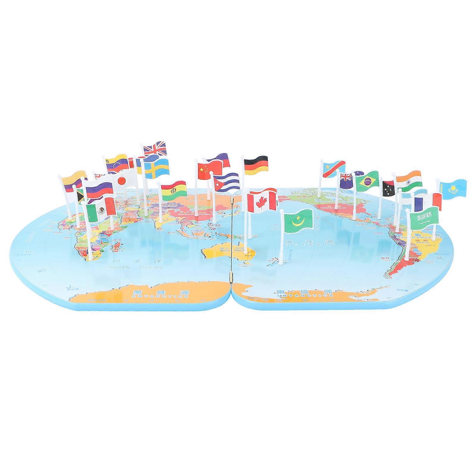 Early Educational Wooden Insert Flag Toy for Geographic Learning 1Set