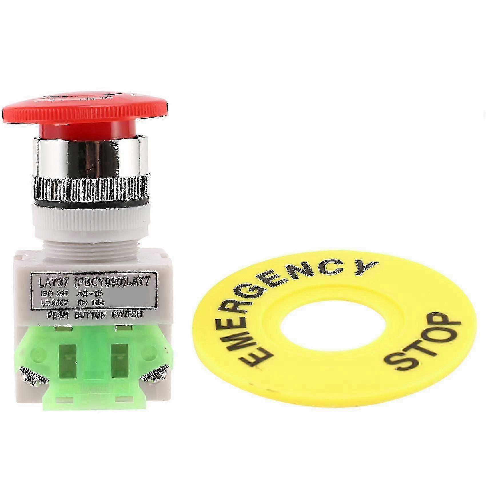 2025 Emergency Stop Button Switch 660V 10A Red Mushroom Cap