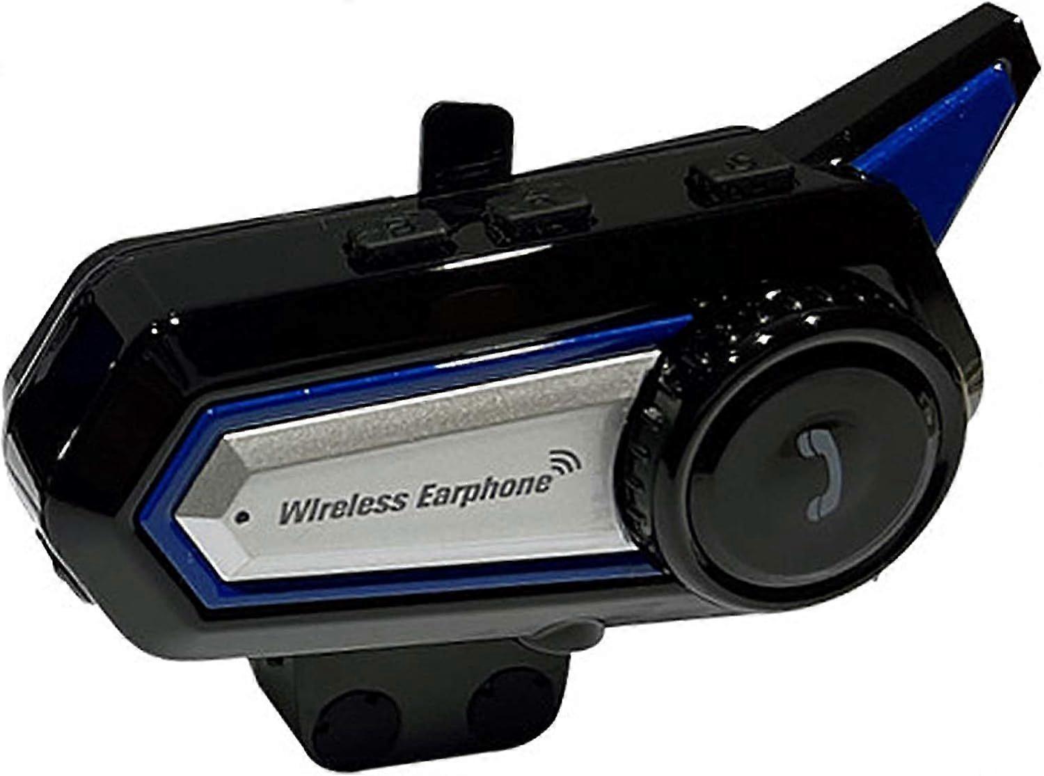 Motorcycle Walkie Talkie Helmet Headset with LED Emergency Light, Bluetooth 5.0, Hands-Free Call, IP65 Waterproof, Noise Reduction(Black)