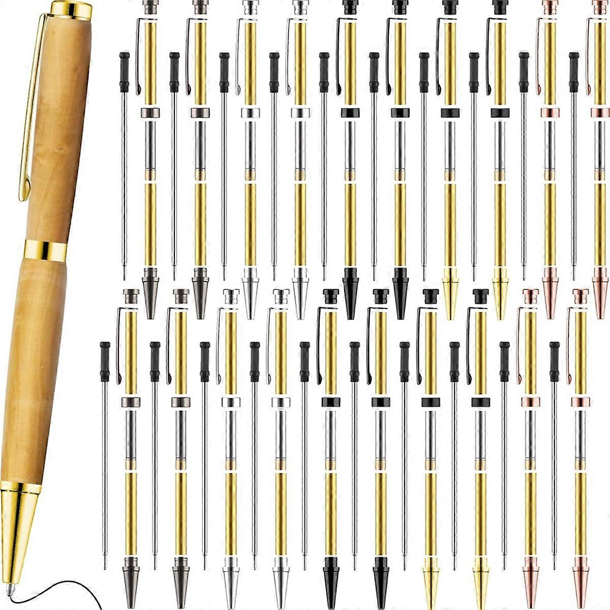 20pcs 7mm Slim Pen Set with Refills Wood Rotary Pen Kit D