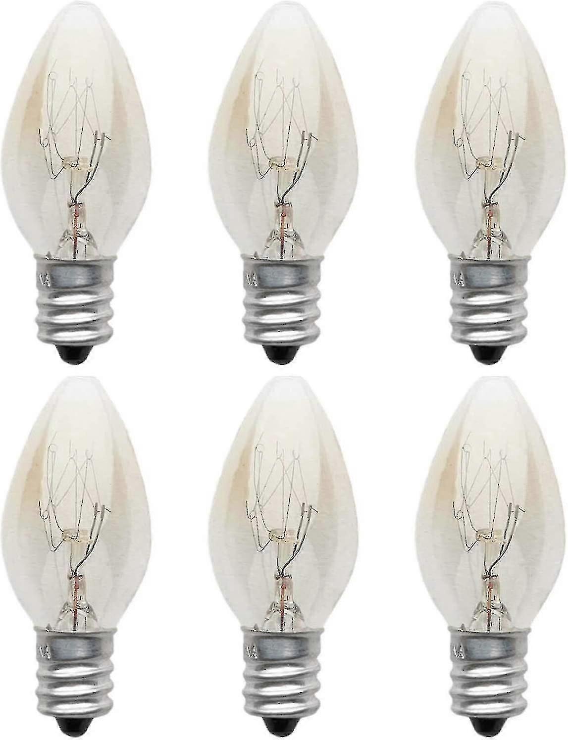 6 Pieces Light Bulb E12 Incandescent Lamp 220v 10w C7 Tip Bubble E12 Small Screw Salt Lamp, Night Light With Light Bulb compatible with Salt Lamp, Inc
