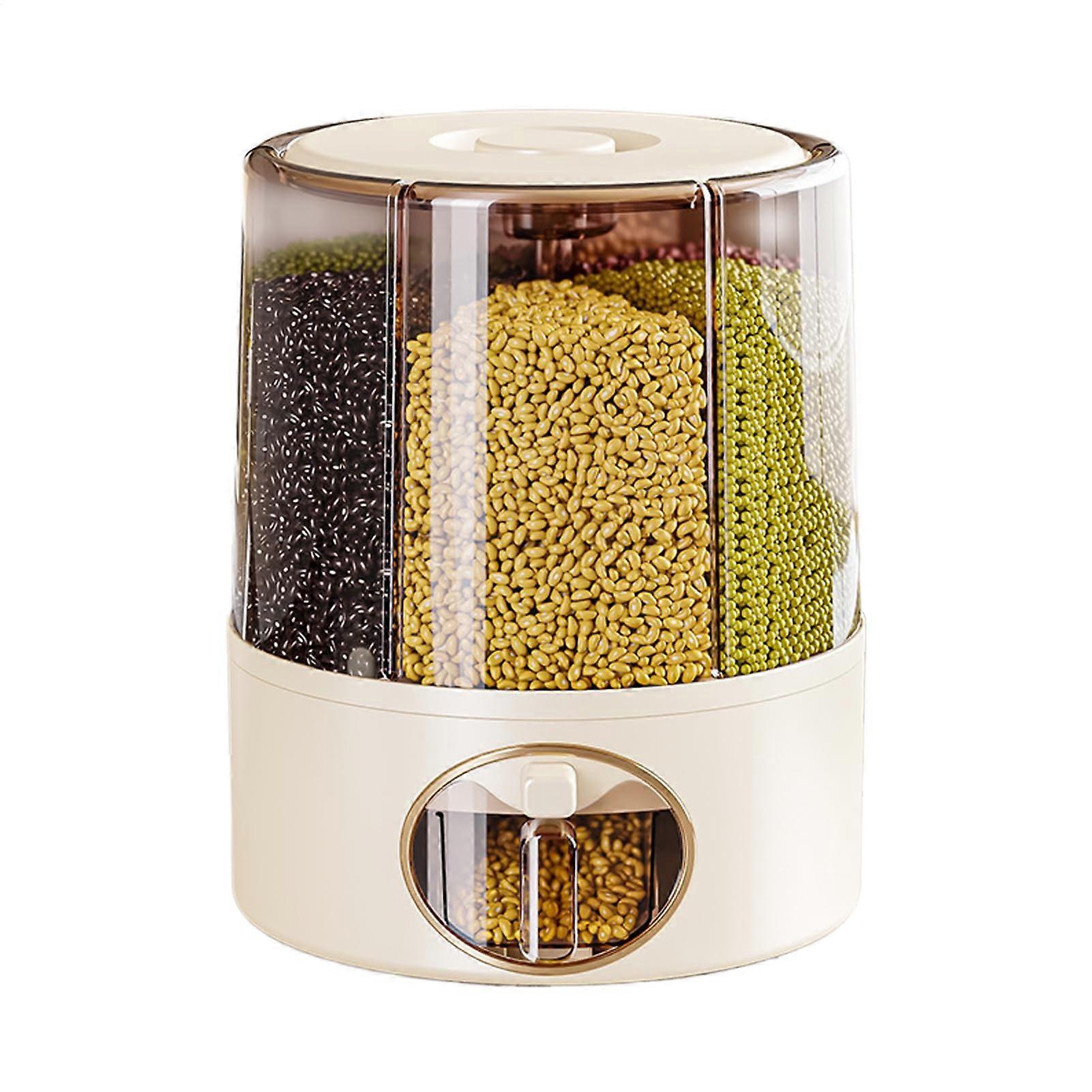 Rice Dispenser Rotatable Storage Containers For Dry Foods With Dividers Anti-Humidity Kitchen Pantry L Size