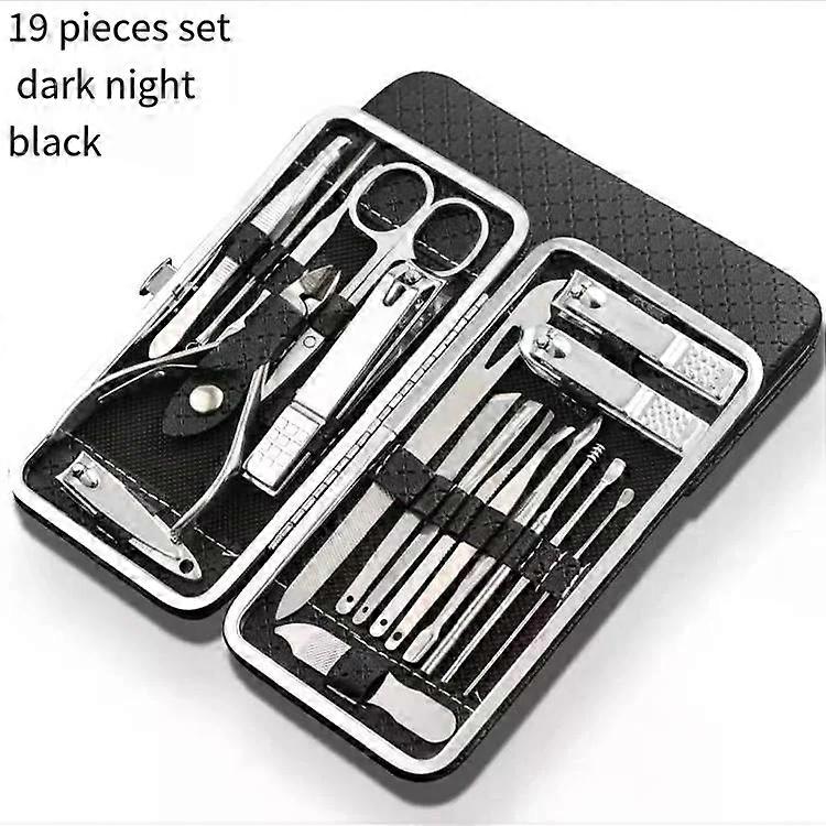 19 Piece Nail Art Manicure Pedicure Kit With Eagle Beak Pliers Nail Clipper Set