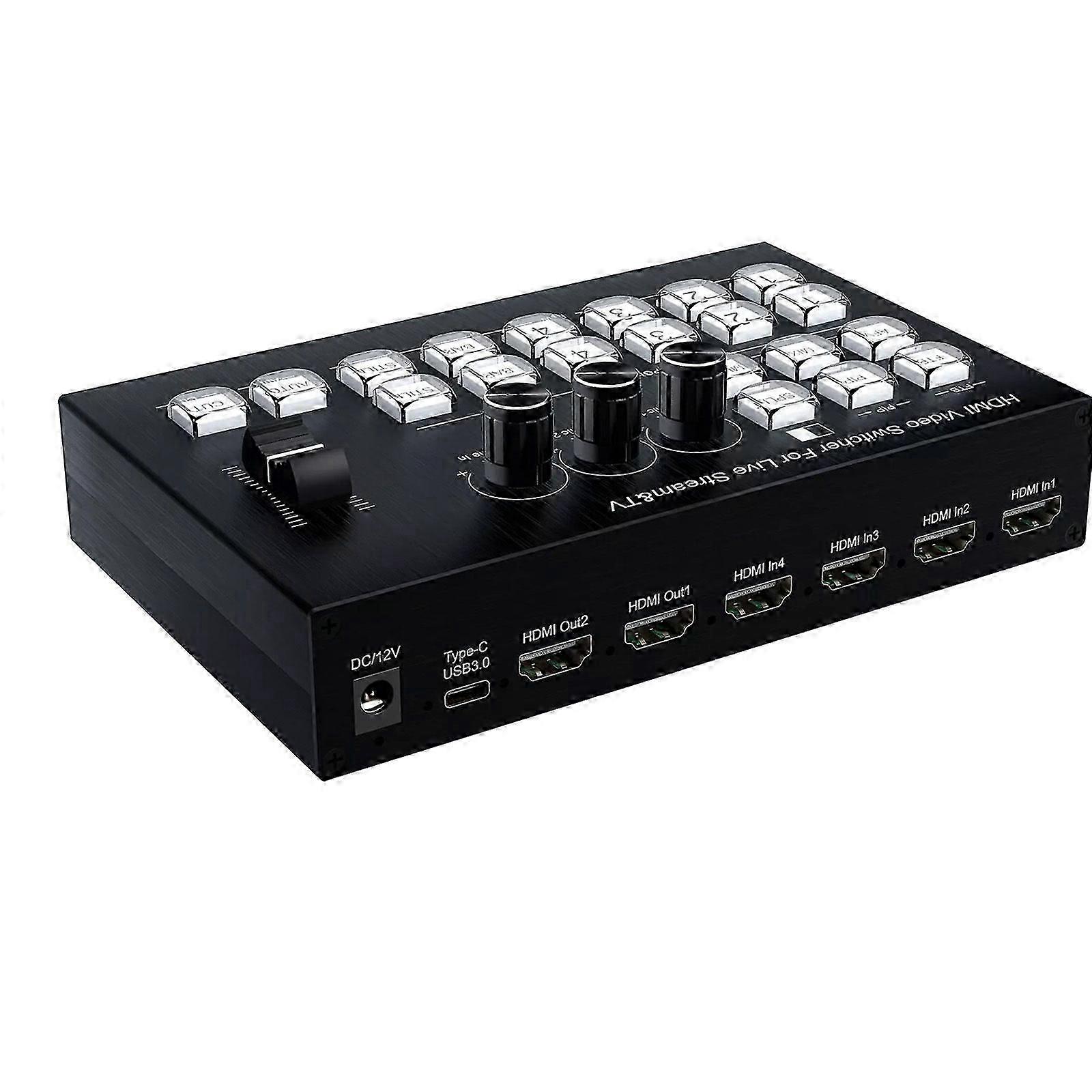 4K Video Switcher 4 HDMI Camera Streaming Live Production Broadcasting Station