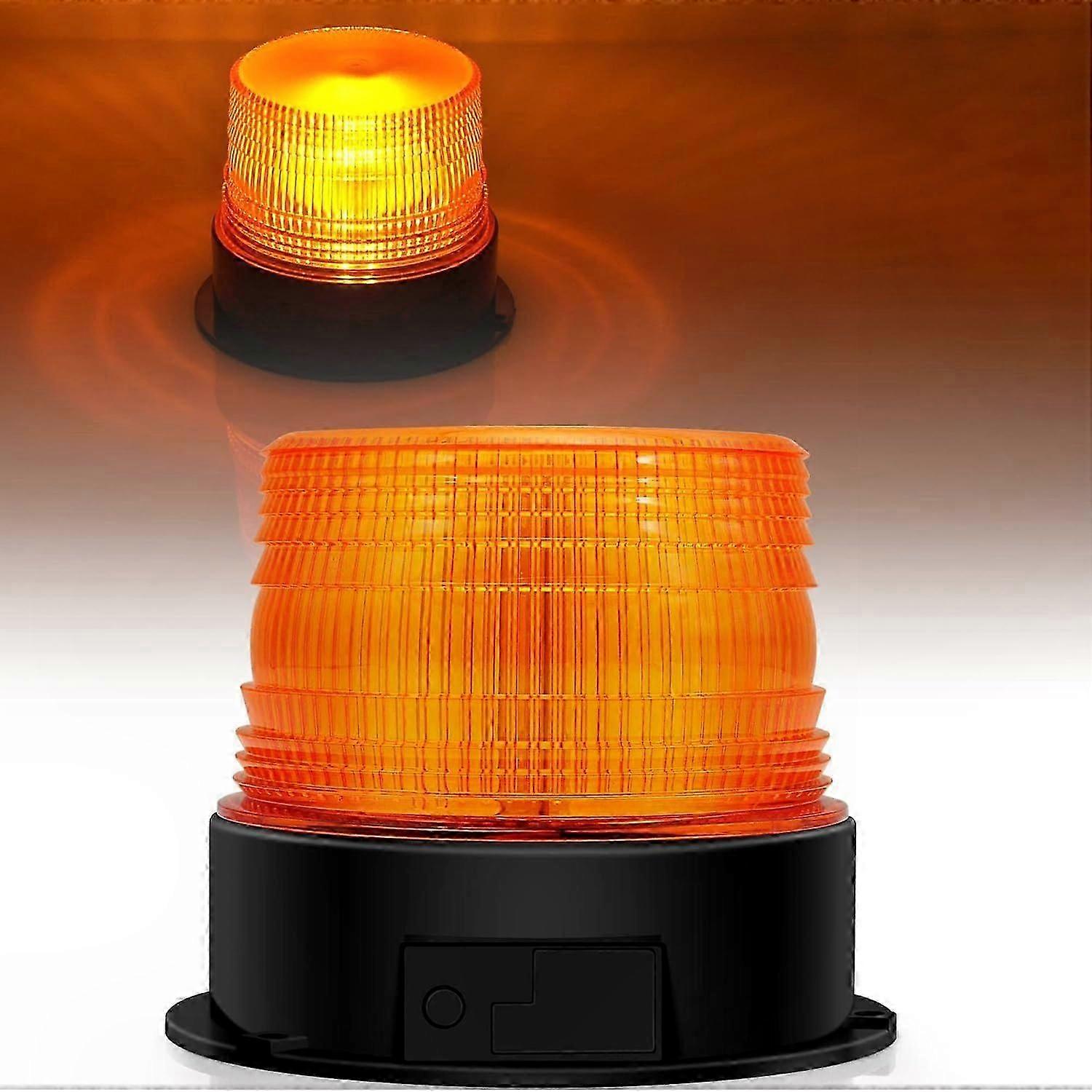 Magnetic Rechargeable LED Strobe Light, 12V-24V Orange Flashing Warning Beacon for Auto, Car, SUV, Tractor, and Vehicle Emergency Use
