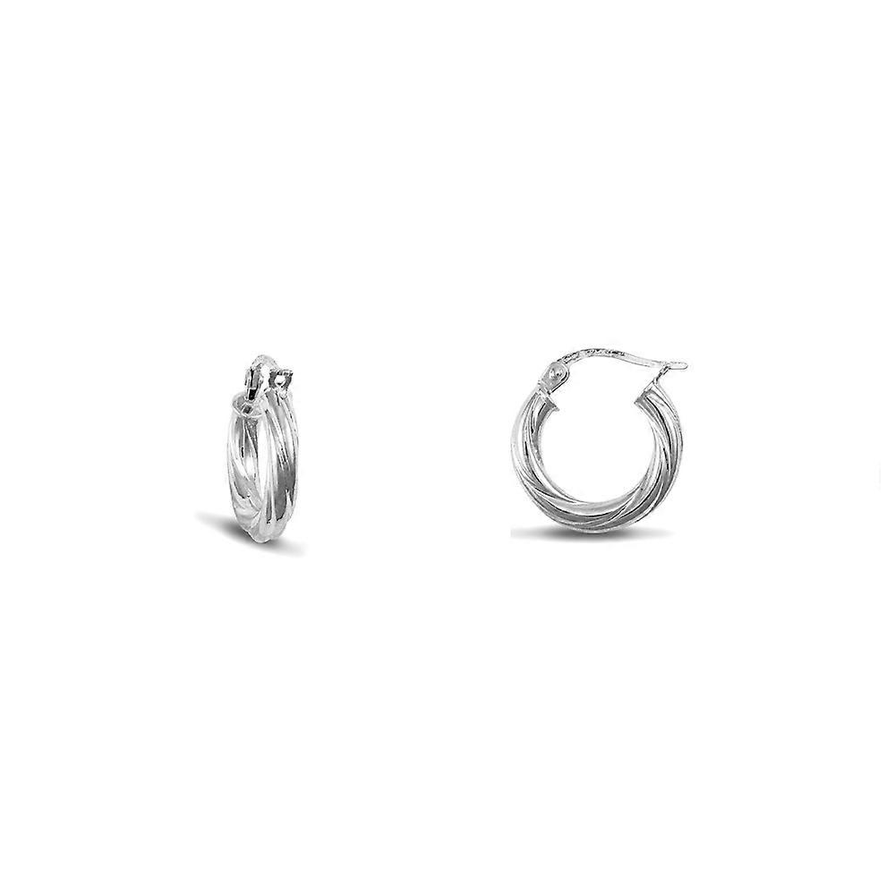 Jewelco London Sterling Silver Twist Hoop Earrings 3mm 15mm