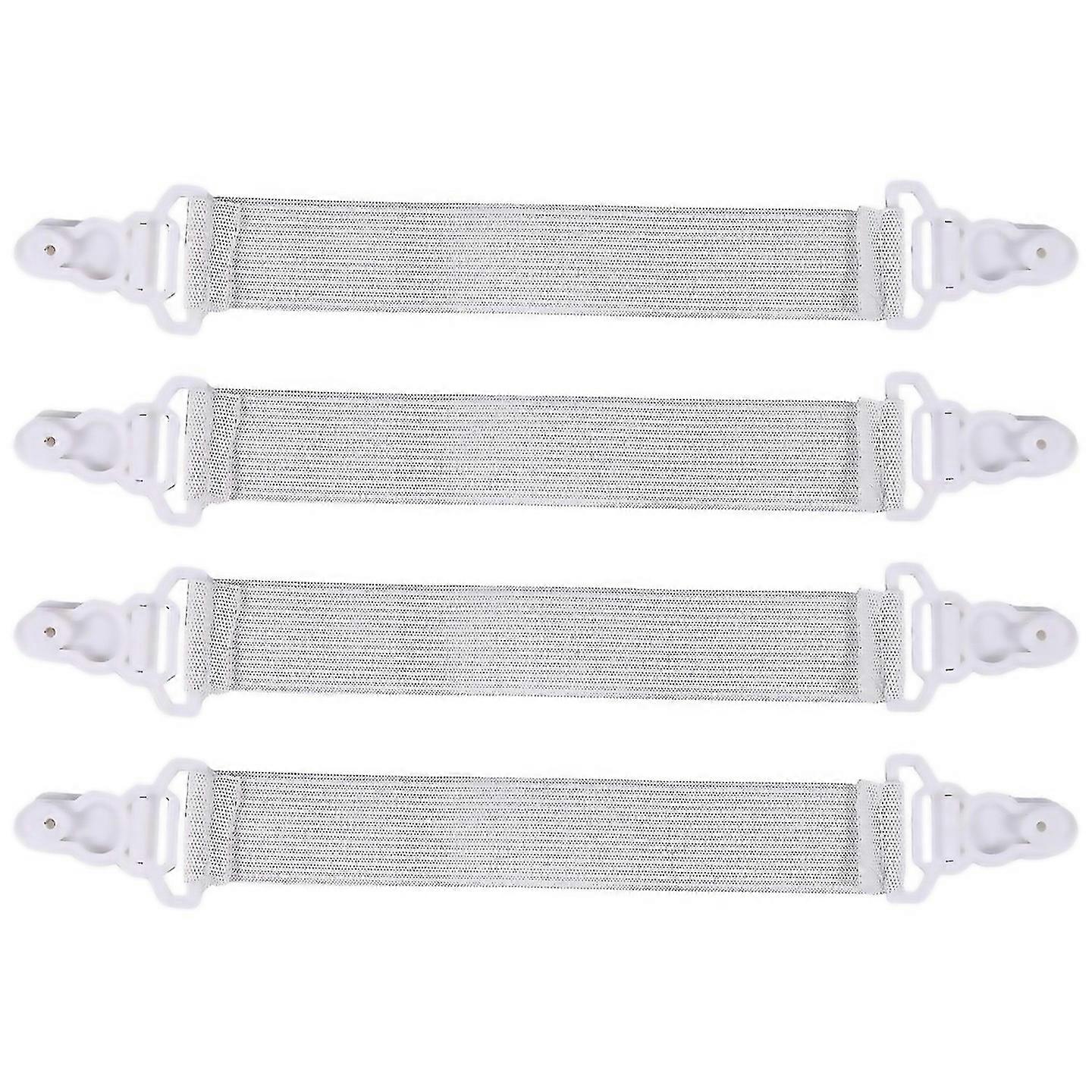 For Set Of 4 Elastic Bedspread Bed Sheet Bedspreads Stretchers Spanner Straps Strainer White