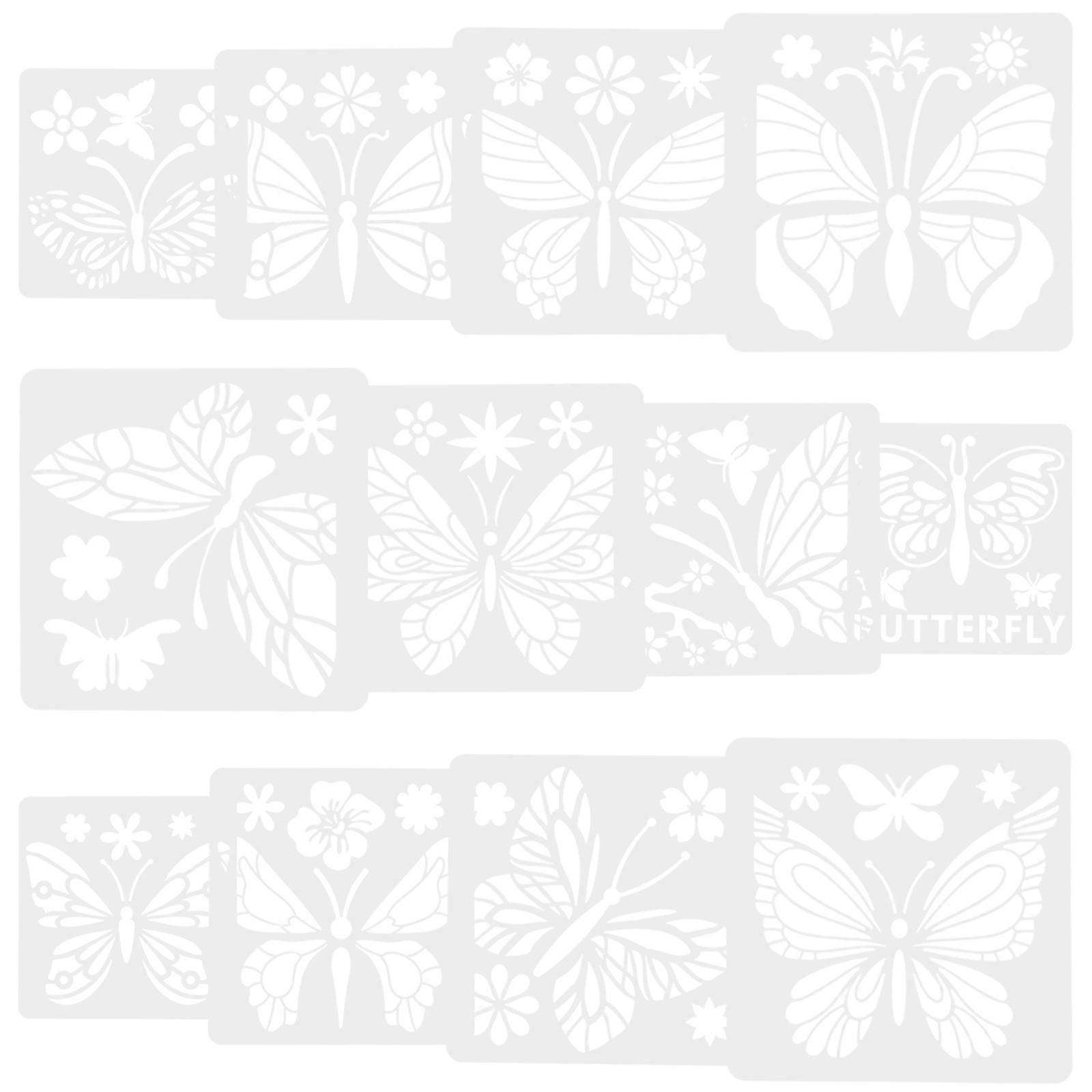 Butterfly Template Hollow Painting Template Diy Projects Plastic White for Hollow Stencil 12Pcs