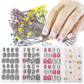2025 Kids Press On Nails, 96pcs Meninas Unhas Falsas Curtas Pré Cola Cobertura Completa Crianças Unhas Postiças Dicas Bonito Coração Padrão Unhas Acrílicas Para Meninas Crianças N