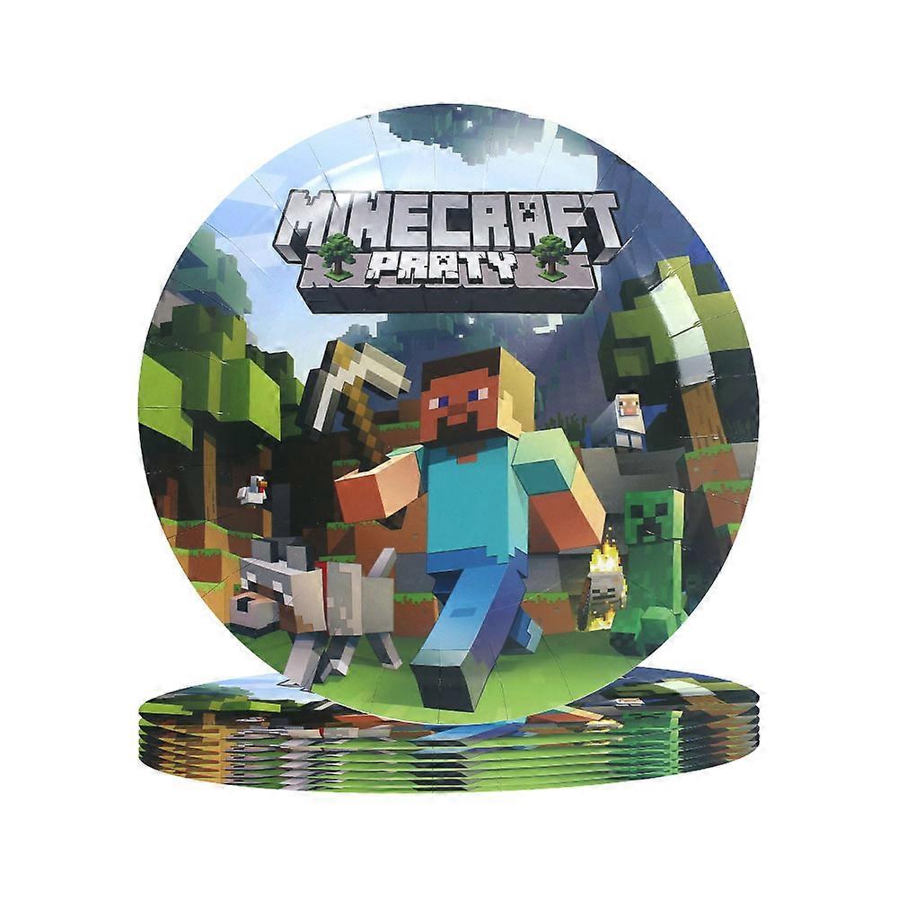 Minecraft Party Kellékek Készlet Papírtányérokkal, Csészékkel, Szalvétákkal, Gyerekeknek Születésnapi Parti Dekorációk