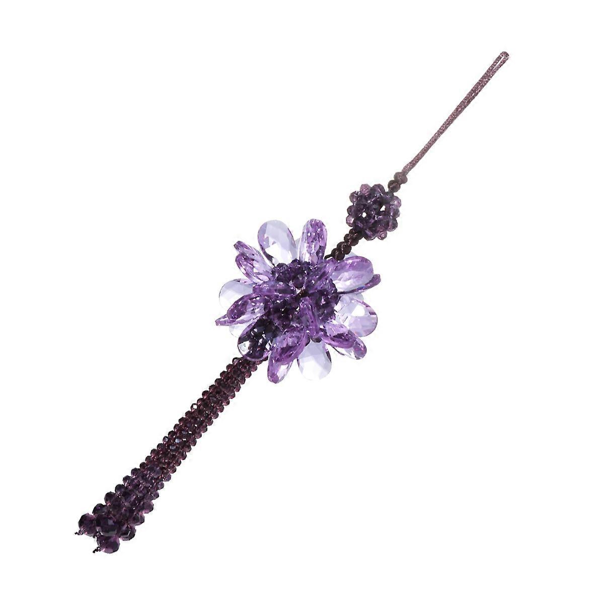 Car Crystal Ornament Flower Pendant for Hanging 2Pcs in Purple