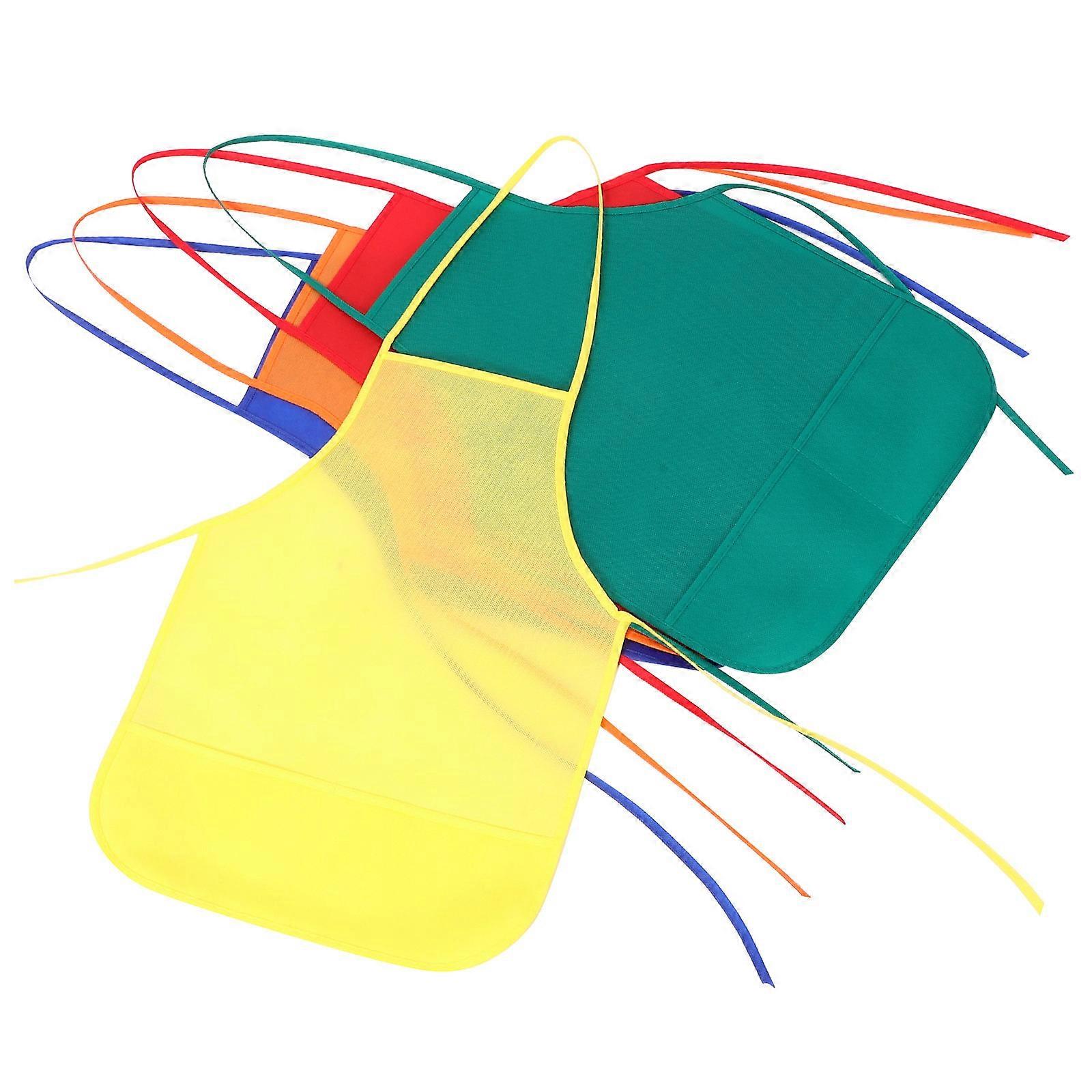 Kids Drawing Aprons Non-Woven Fabric for Painting 5Pcs Assorted Colors