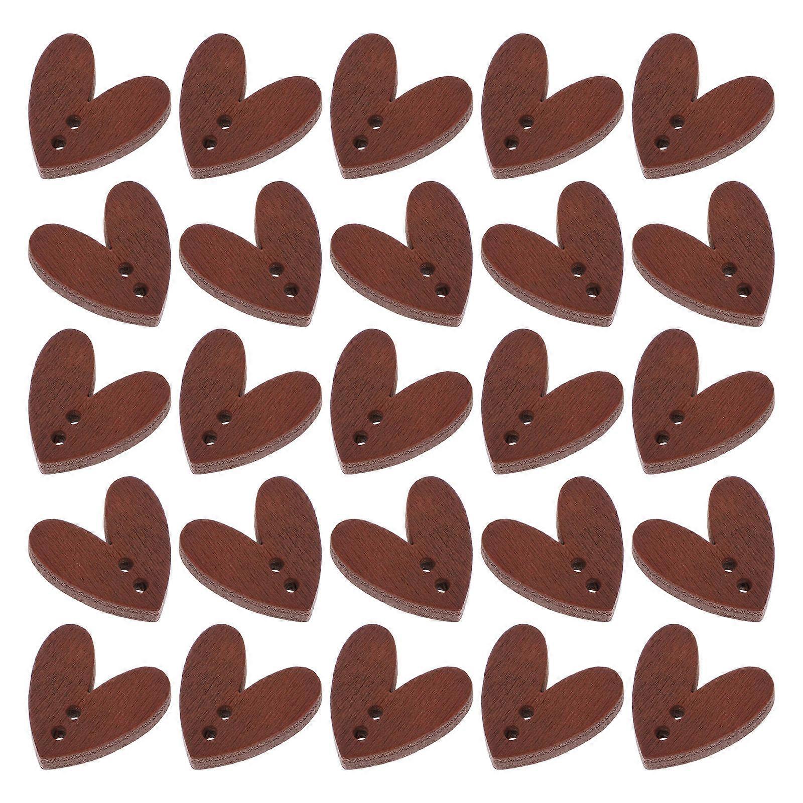 Brown Wooden Heart Buttons for Sewing with 400Pcs Two Hole Set