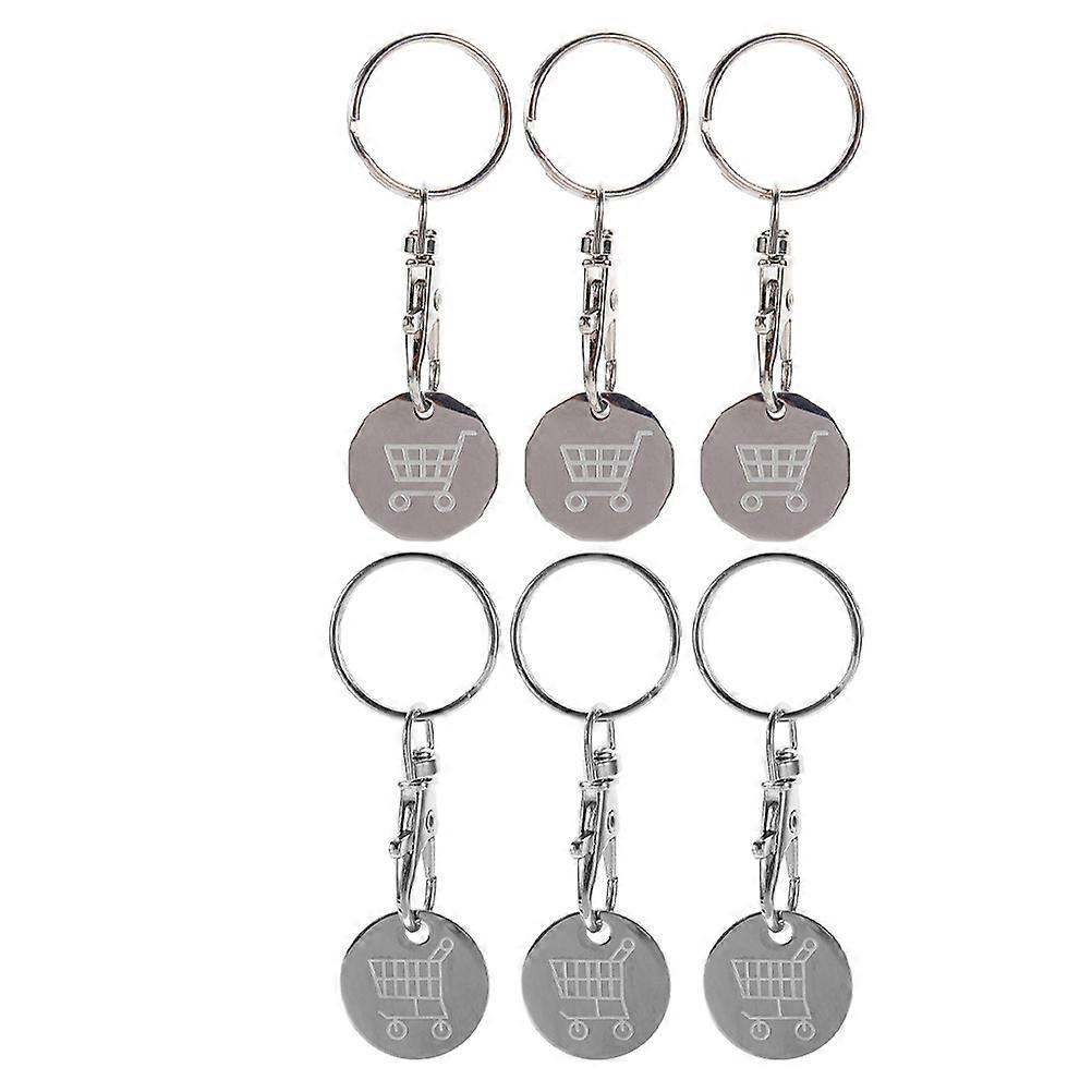 Shopping Cart Token Keychain Metal for Portable Carry 6Pcs