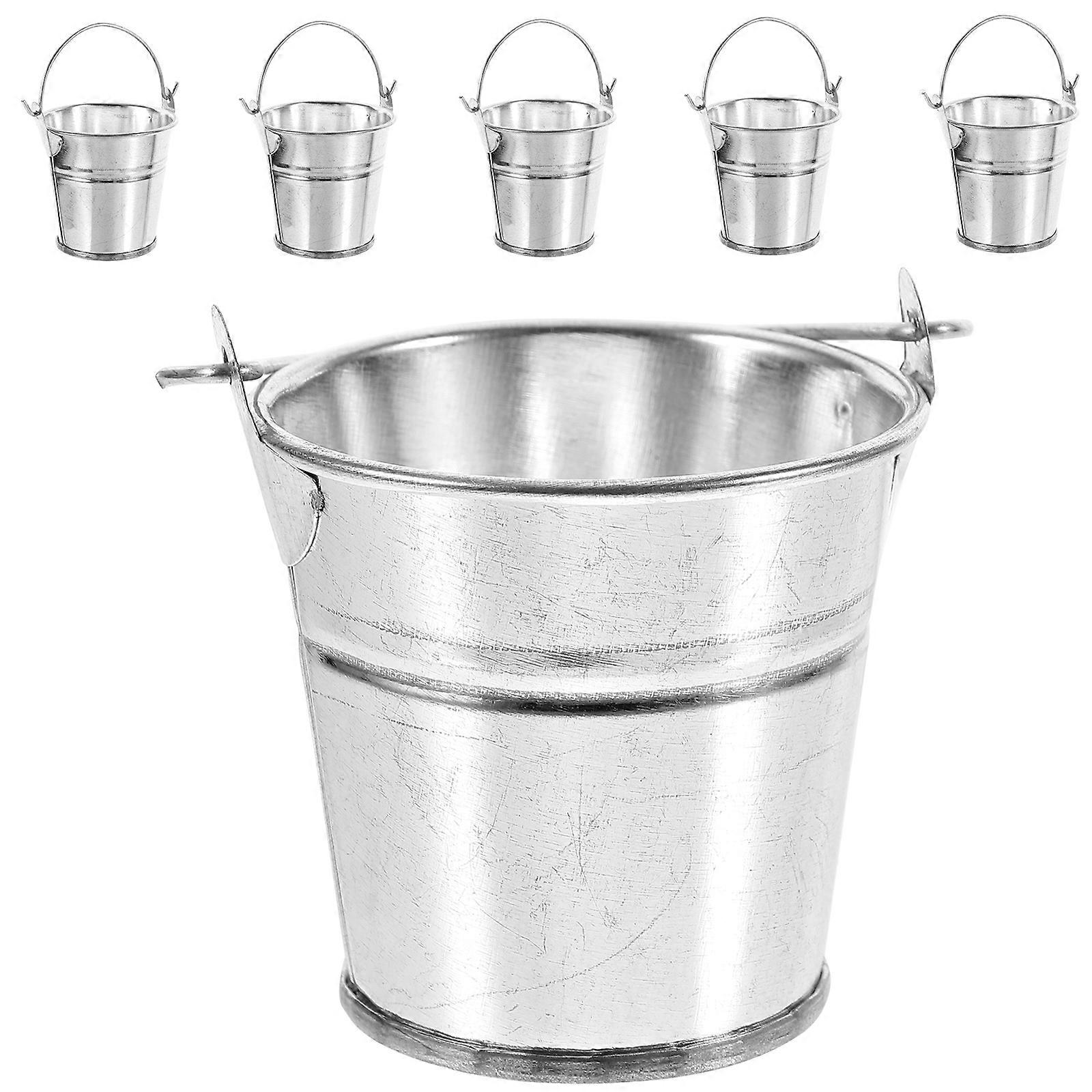 Silver Mini Decorative Buckets 24Pcs Ideal For DIY Crafters Gift Holding Flower Pot Vase 5.7X5.4X4CM Suitable For Various Occasions