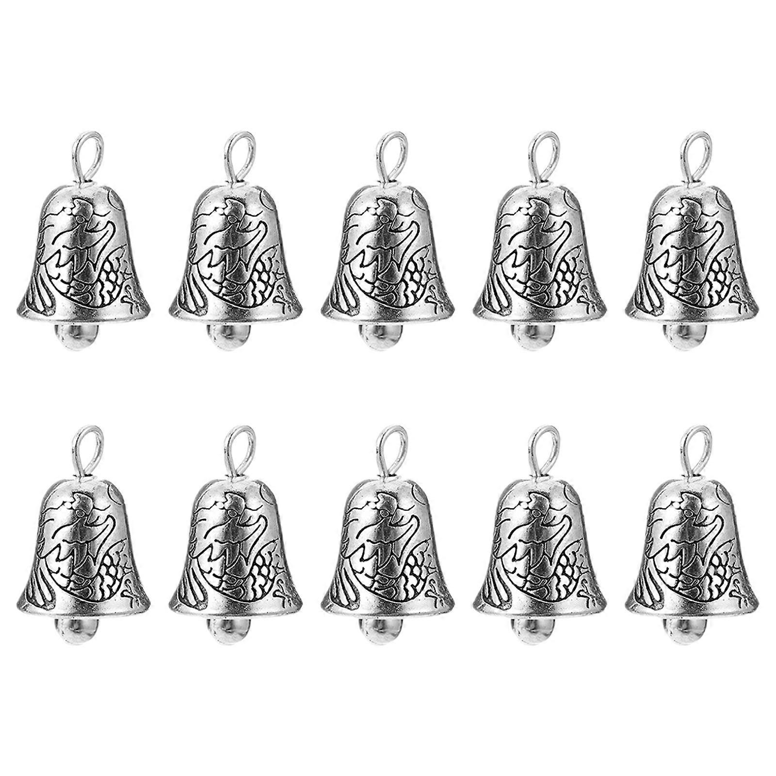 Silver Bell Shape Pendants Ideal For Wind Chime Component And Crafts 30Pcs