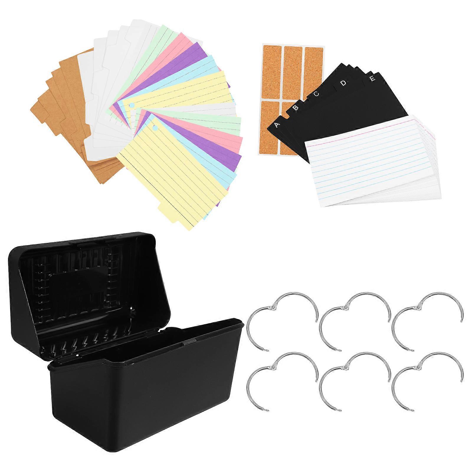 3 Sets Index Card Holder Box With Index Tabs For Office School Note Card Management Rectangular 180 Sheets
