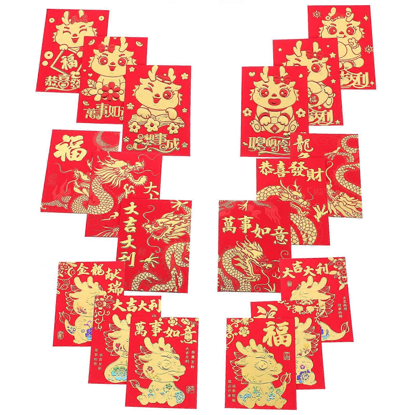 Chinese New Year Red Envelopes 180 Pcs For Gift Giving Occasion Suitable For Families And Children With Festival Design And Dragon Pattern
