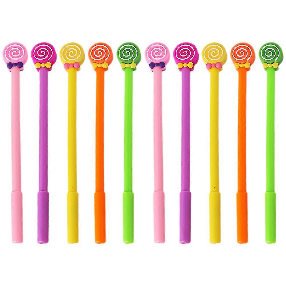 Assorted Color Cartoon Pens for Students 10Pcs Lollipop Writing Set