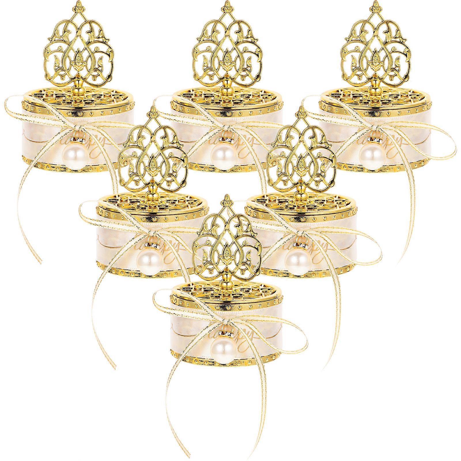 Round Candy Wrapping Box Designed For Special Occasions With Certified Material In Glamorous Golden Finish For Storing Treats 24Pcs