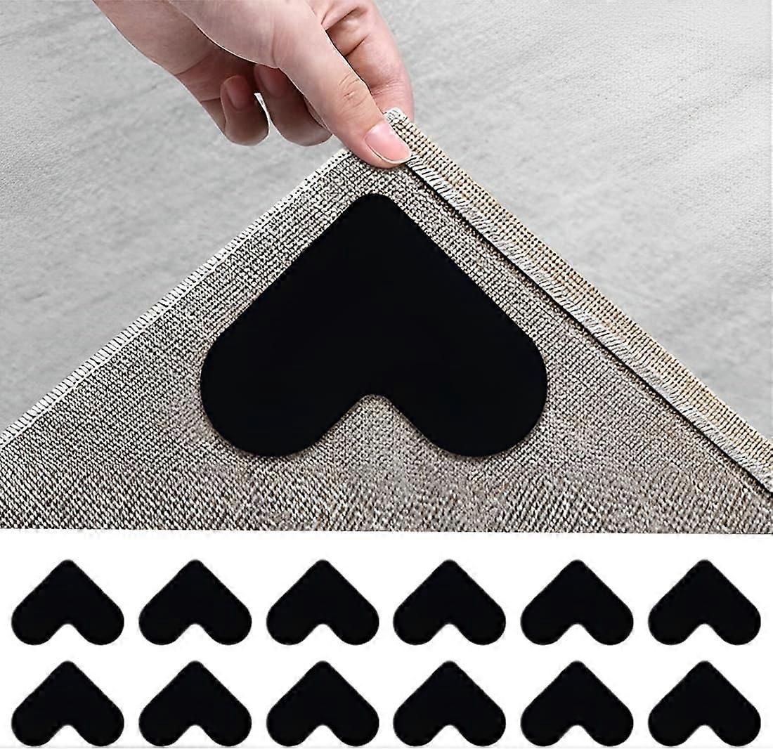 12 Pieces Non-Slip Reusable and Washable Rug Grippers, Anti Curling