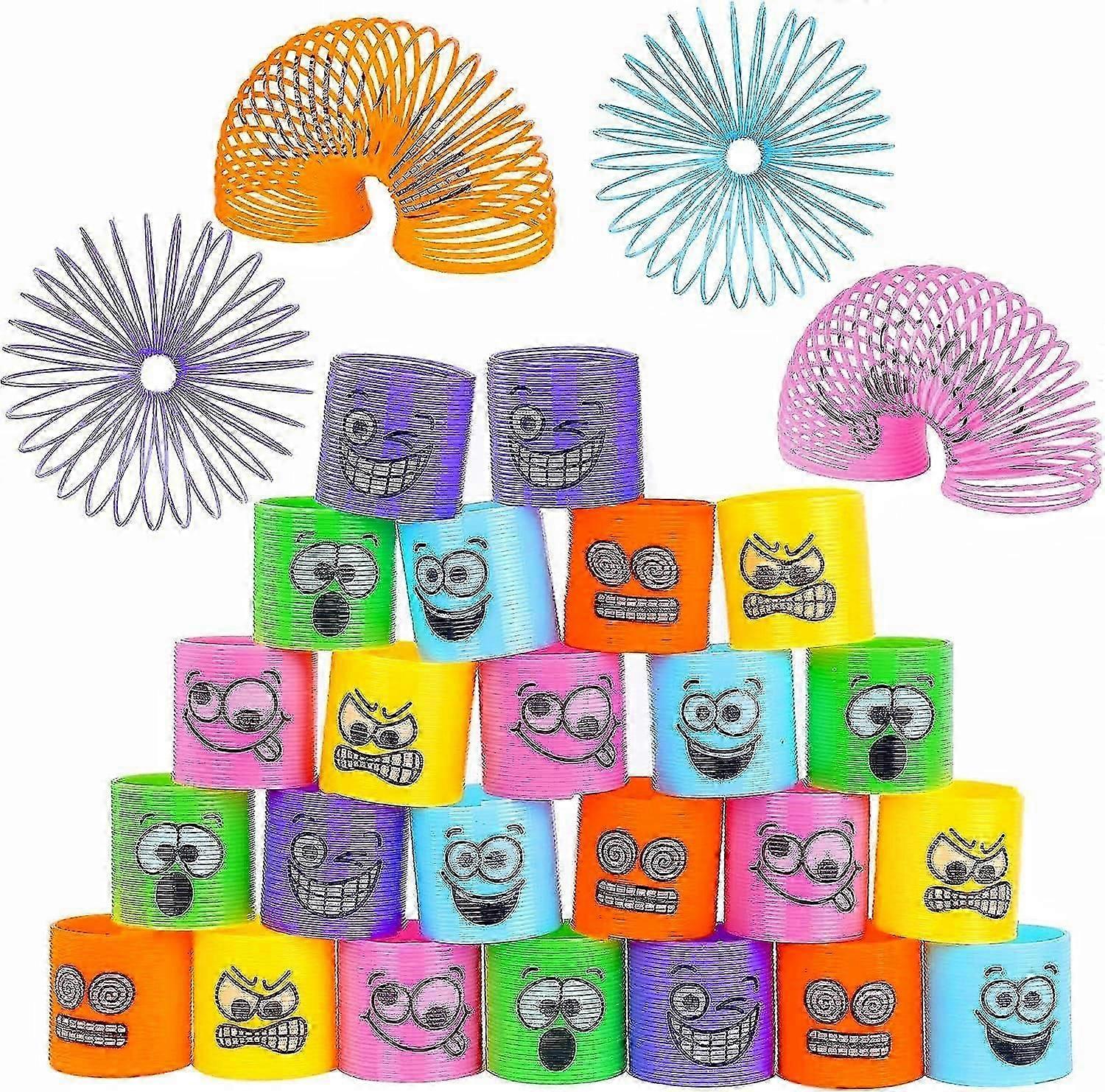 24 pcs Rainbow Spring Toy with Unicorn Decals, Mini Smiling Rainbow Game Toys for Party Bag Fillers
