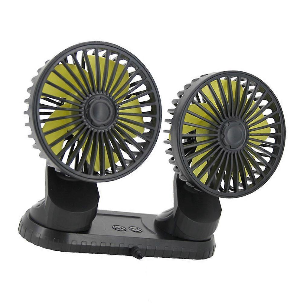מאוורר חשמלי כפול ראש 2 יחידות מאוורר קירור לרכב עם 3 בקרת מהירויות לרכב, משרד ביתי, מכשירי חשמל רב-שימושיים