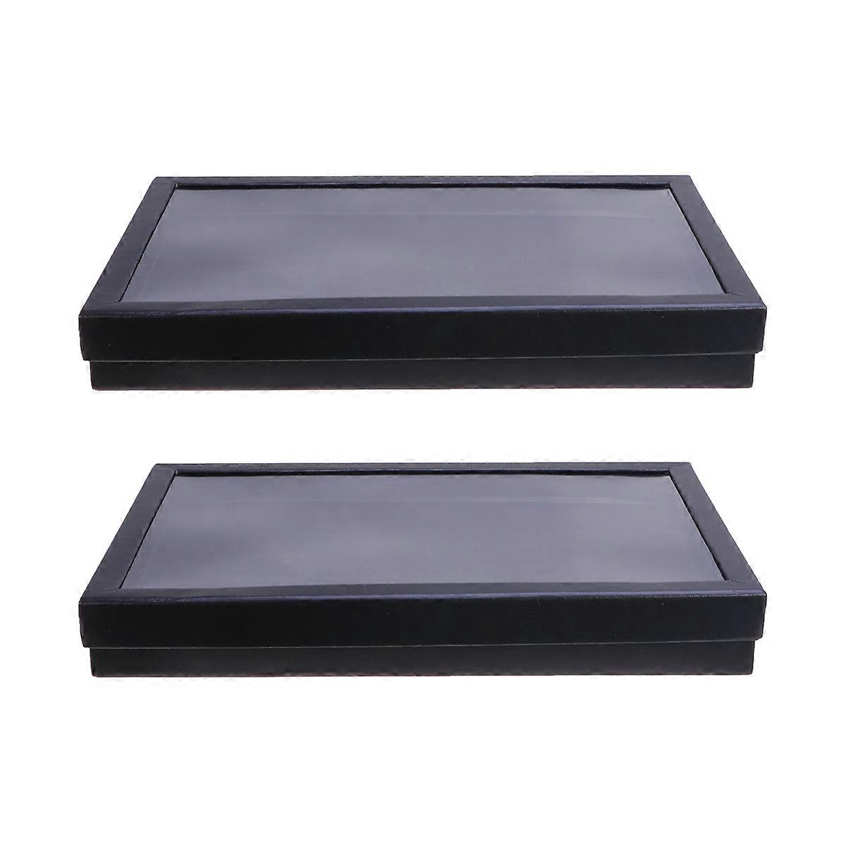 Earring Display Case Tray with Lid for Ring Storage 6Pcs 100 Slots Black