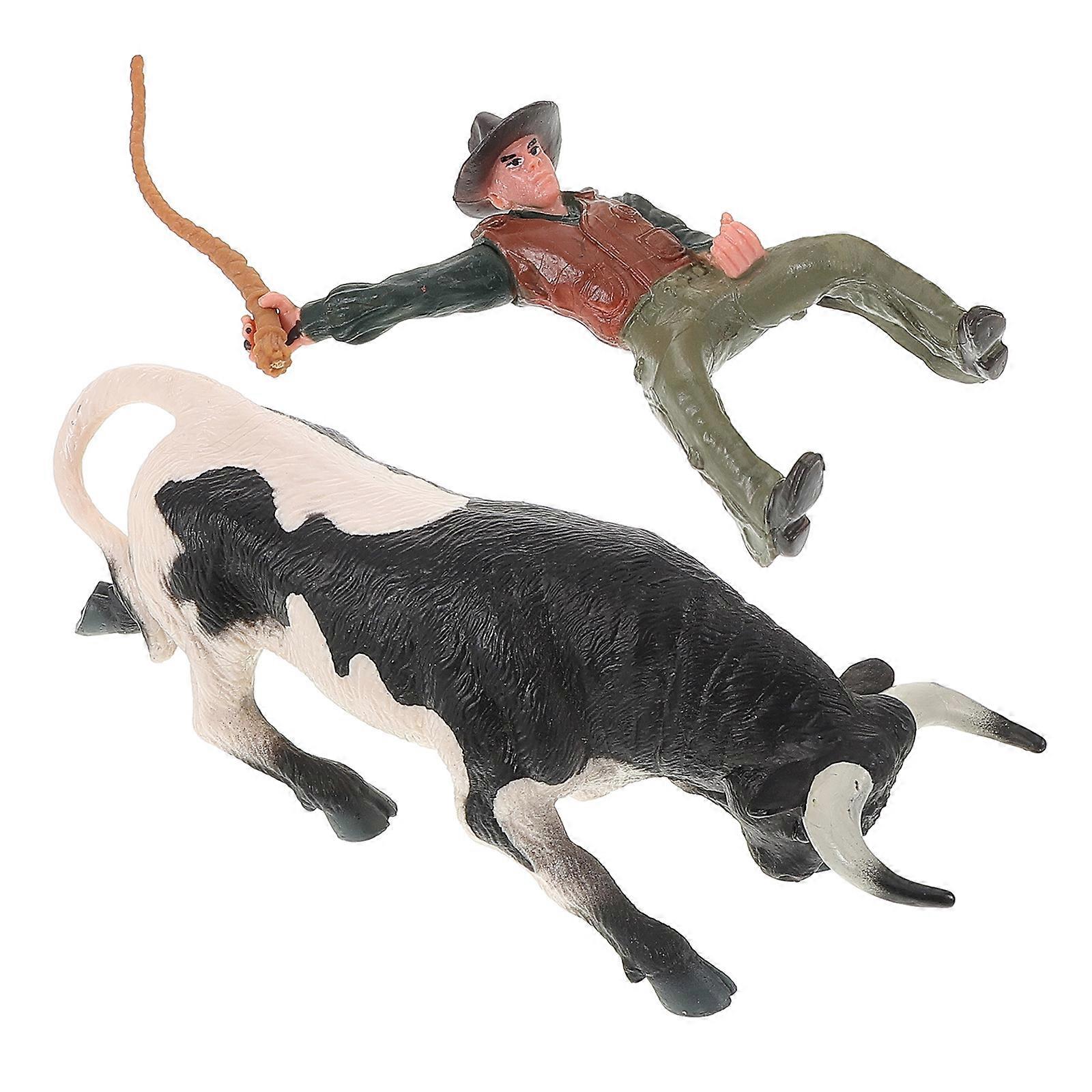 Cowboy Bull Figure Toy Diy Landscaping Project Simulation Bull Figurine 1Set