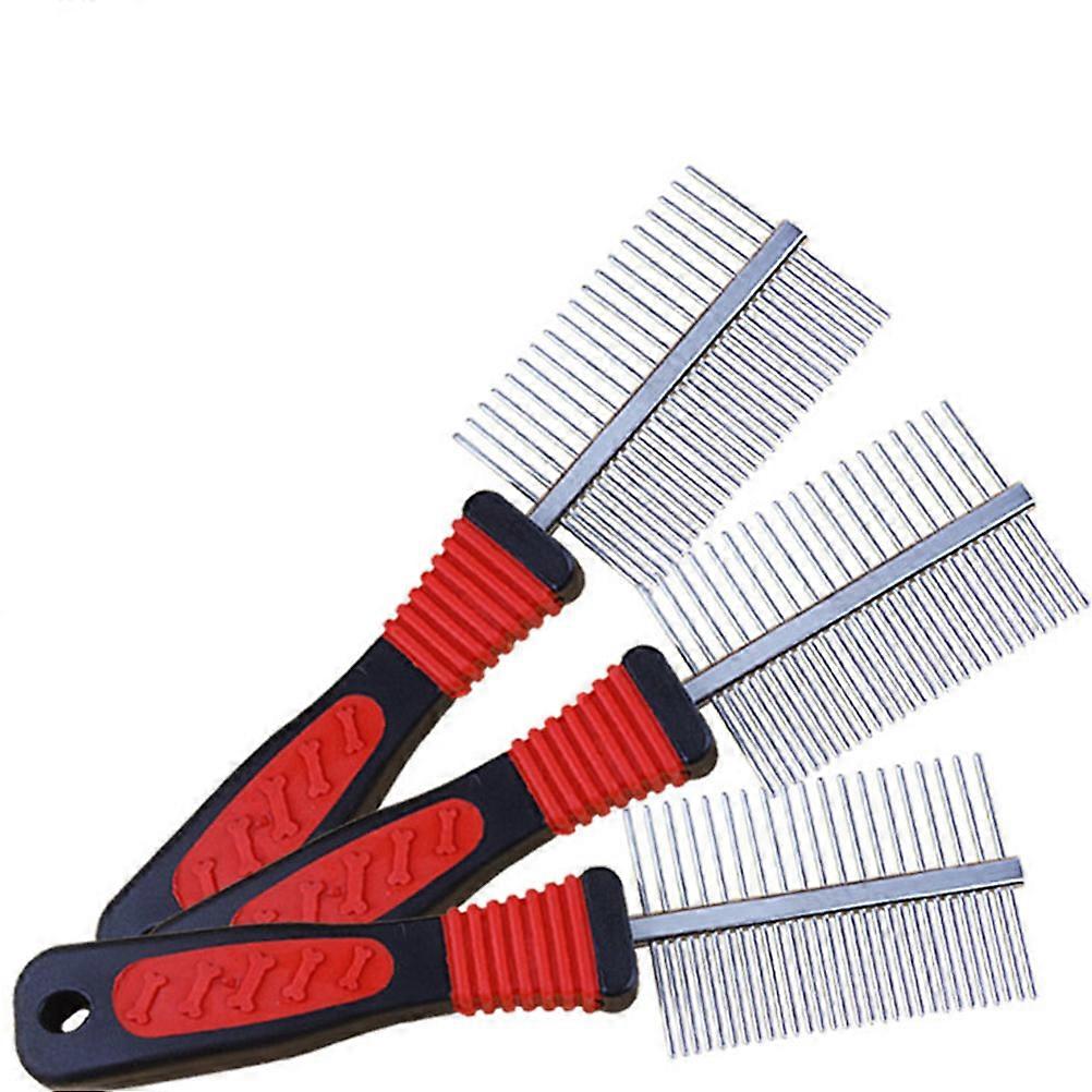 Peigne de nettoyage pratique à double rangée pour poils de chien, lot de 2, rouge